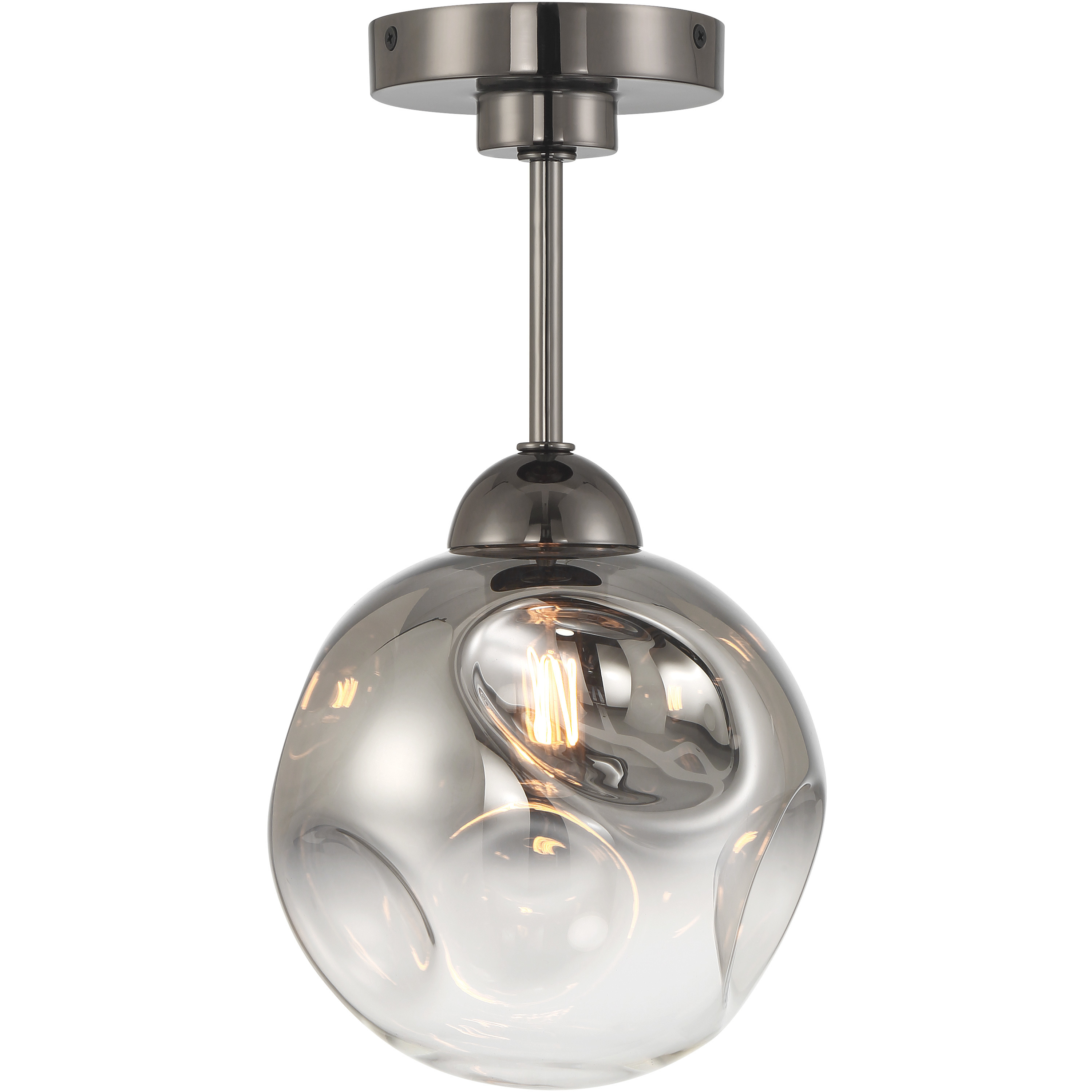 Neveh 1 Light 8 inch Gun Metal Semi Flush Ceiling Light