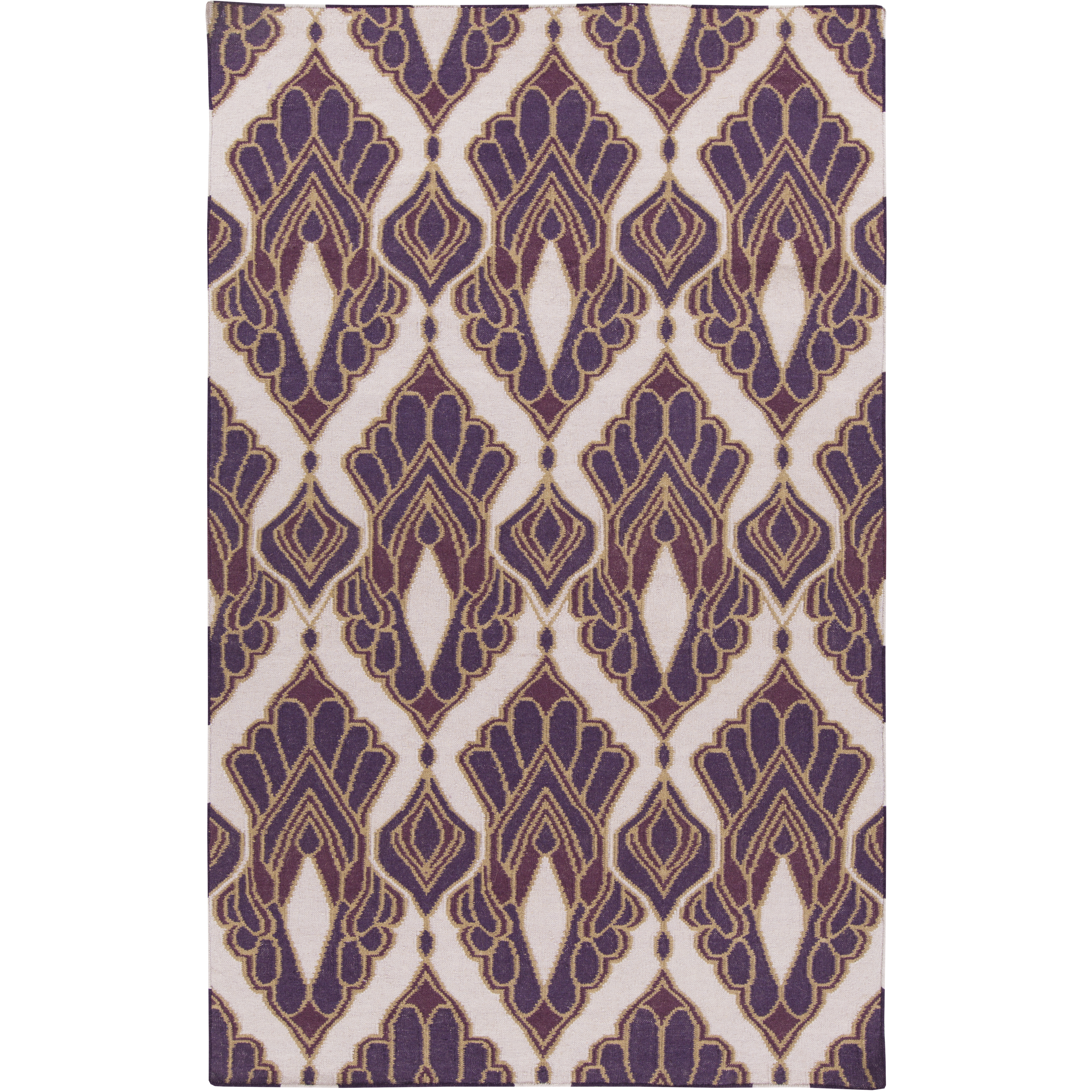 Voyages 36 X 24 inch Violet, Lilac, Khaki, Dark Purple Rug