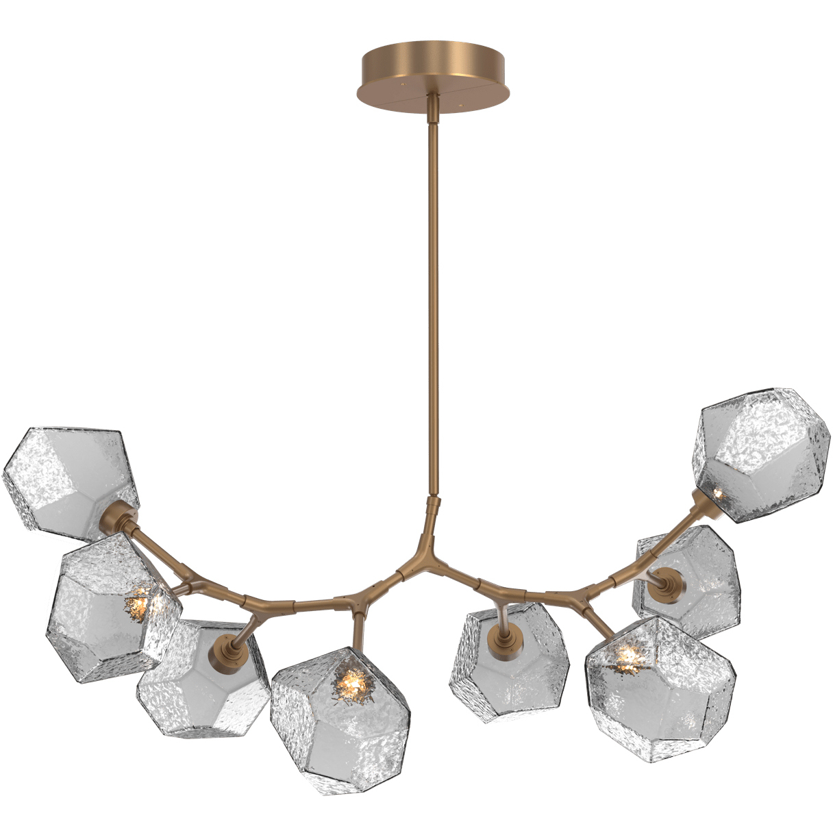 Gem LED 46.2 inch Novel Brass Linear Pendant Ceiling Light in Smoke, 2700K LED, Modern Branch