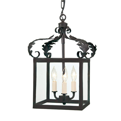 Scroll 3 Light 11.5 inch Matte Black Foyer Lantern Ceiling Light