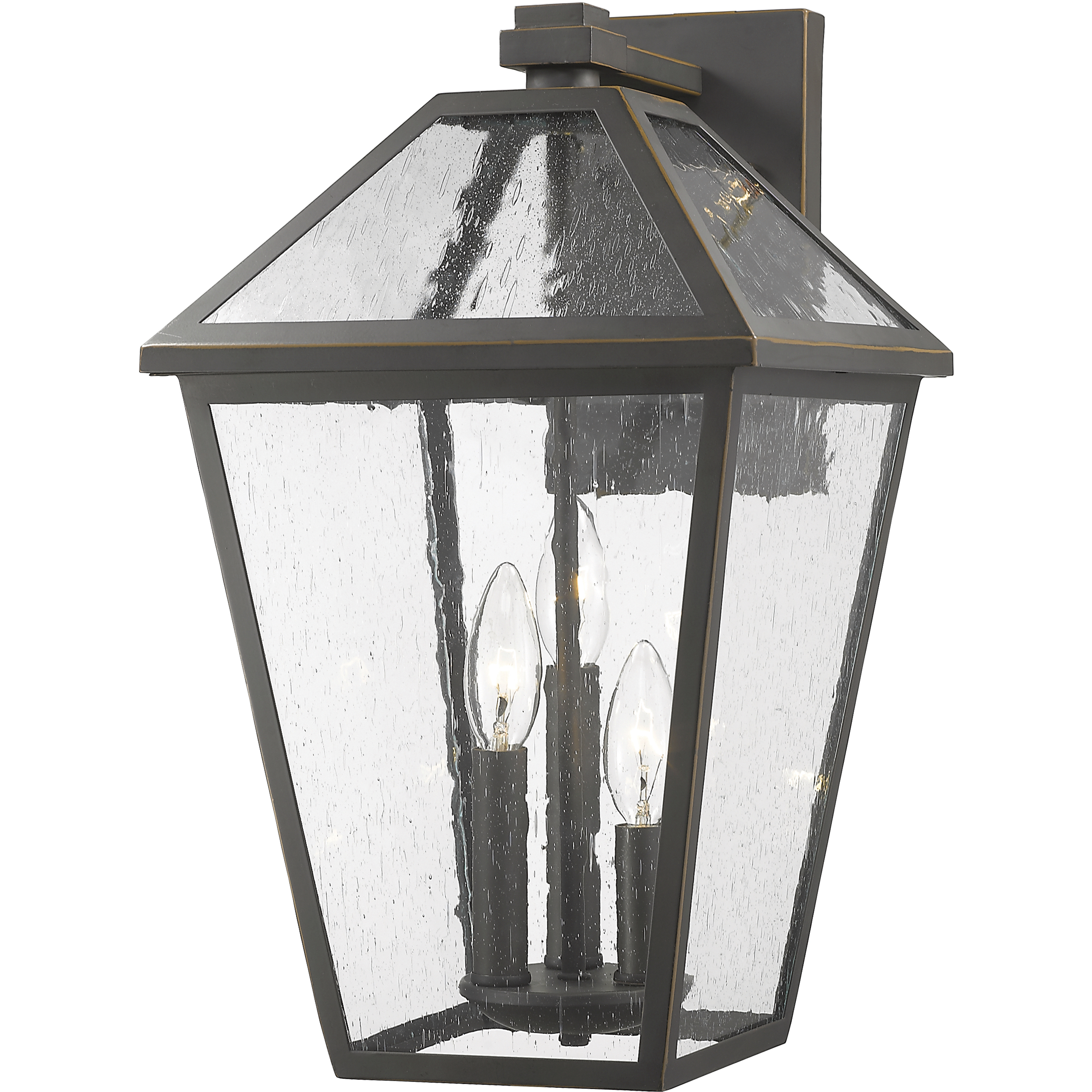 Talbot 3 Light 17.5 inch Oil Rubbed Bronze Outdoor Wall Light in Seedy Glass