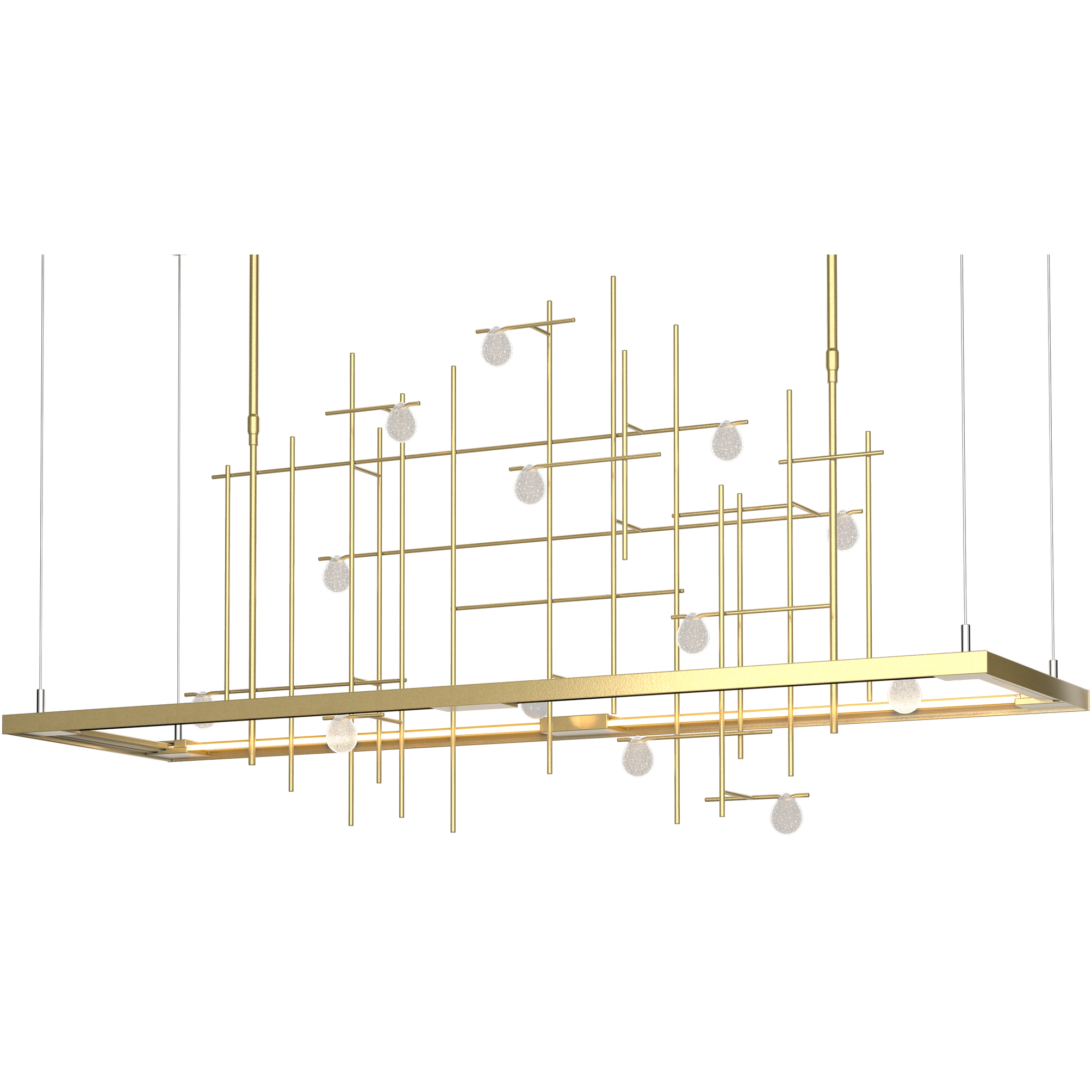 Spring LED 53.4 inch Modern Brass Pendant Ceiling Light, Long