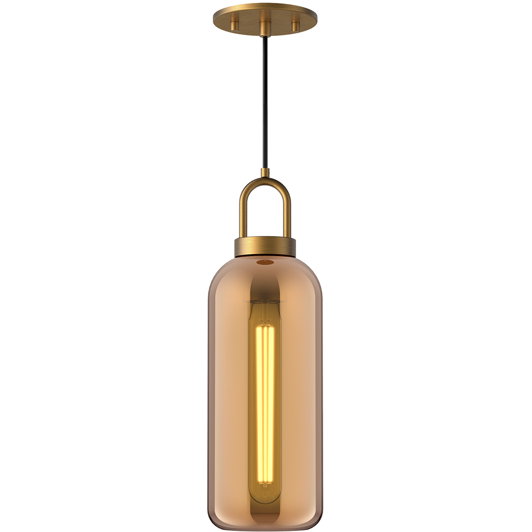 Alora Mood Soji 1 Light 5.13 inch Aged Gold Pendant Ceiling Light in Copper Glass