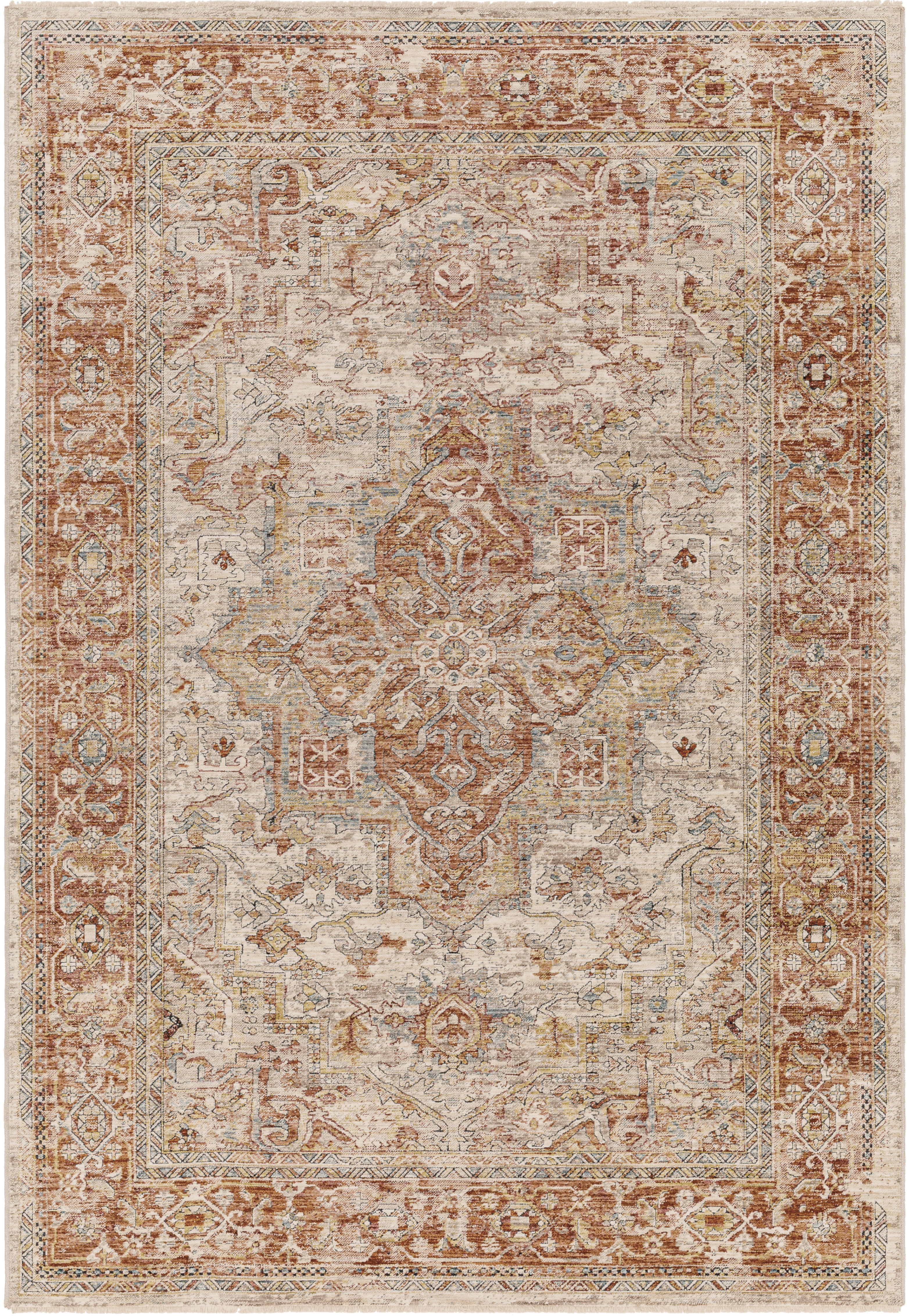 Aspendos 123 X 94 inch Brick Red Rug, Rectangle