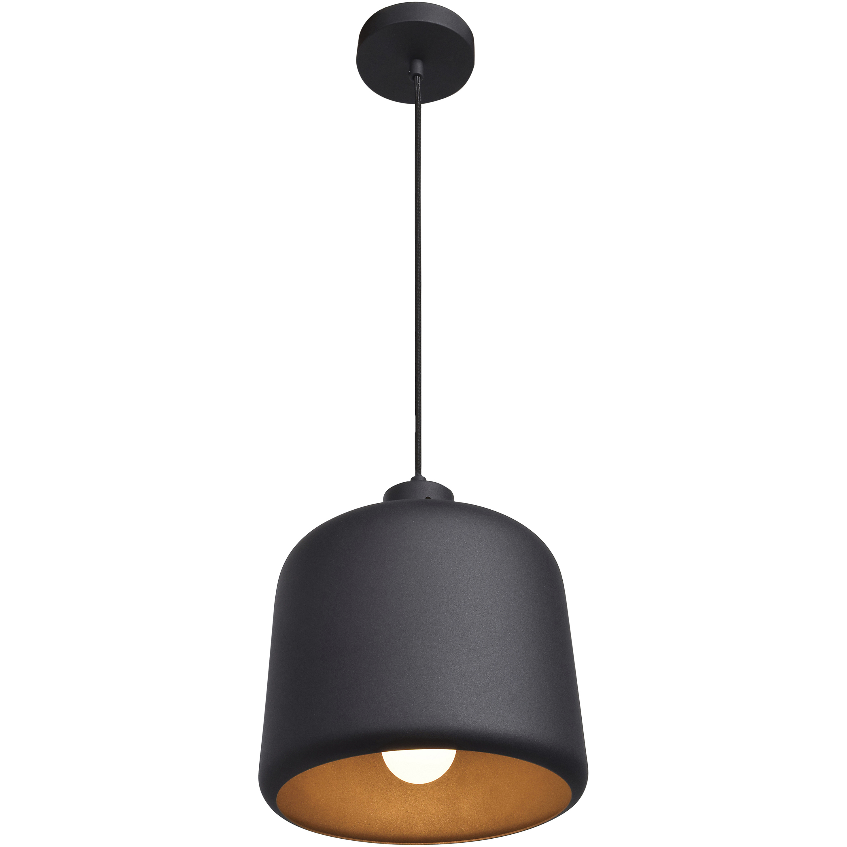 Forge 1 Light 10 inch Matte Black Outer and Matte Gold Inner Pendant Ceiling Light