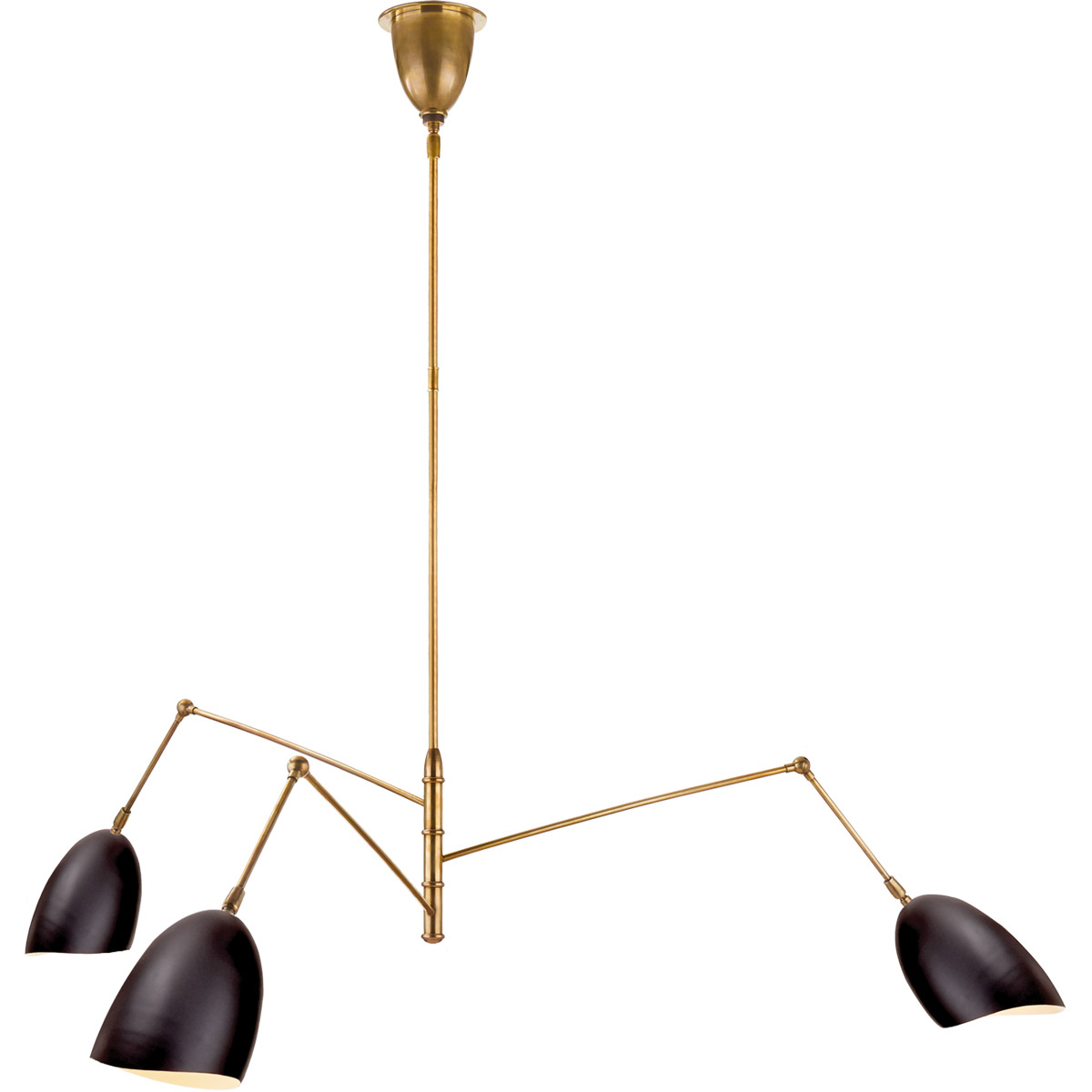 AERIN Sommerard 3 Light 62 inch Hand-Rubbed Antique Brass and Black Triple Arm Chandelier Ceiling Light, Large