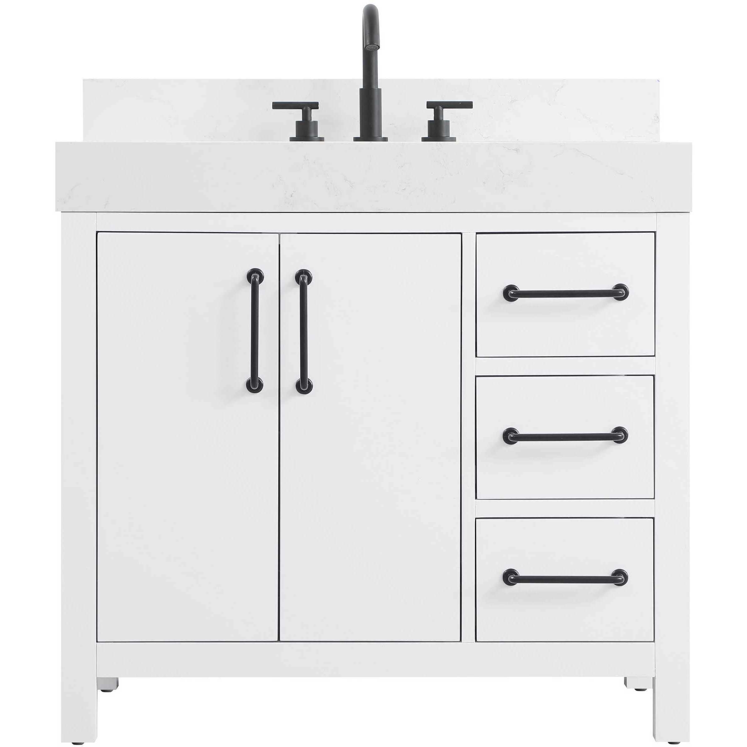 Nathan 36 X 34 inch White Bathroom Vanity Cabinet in Included
