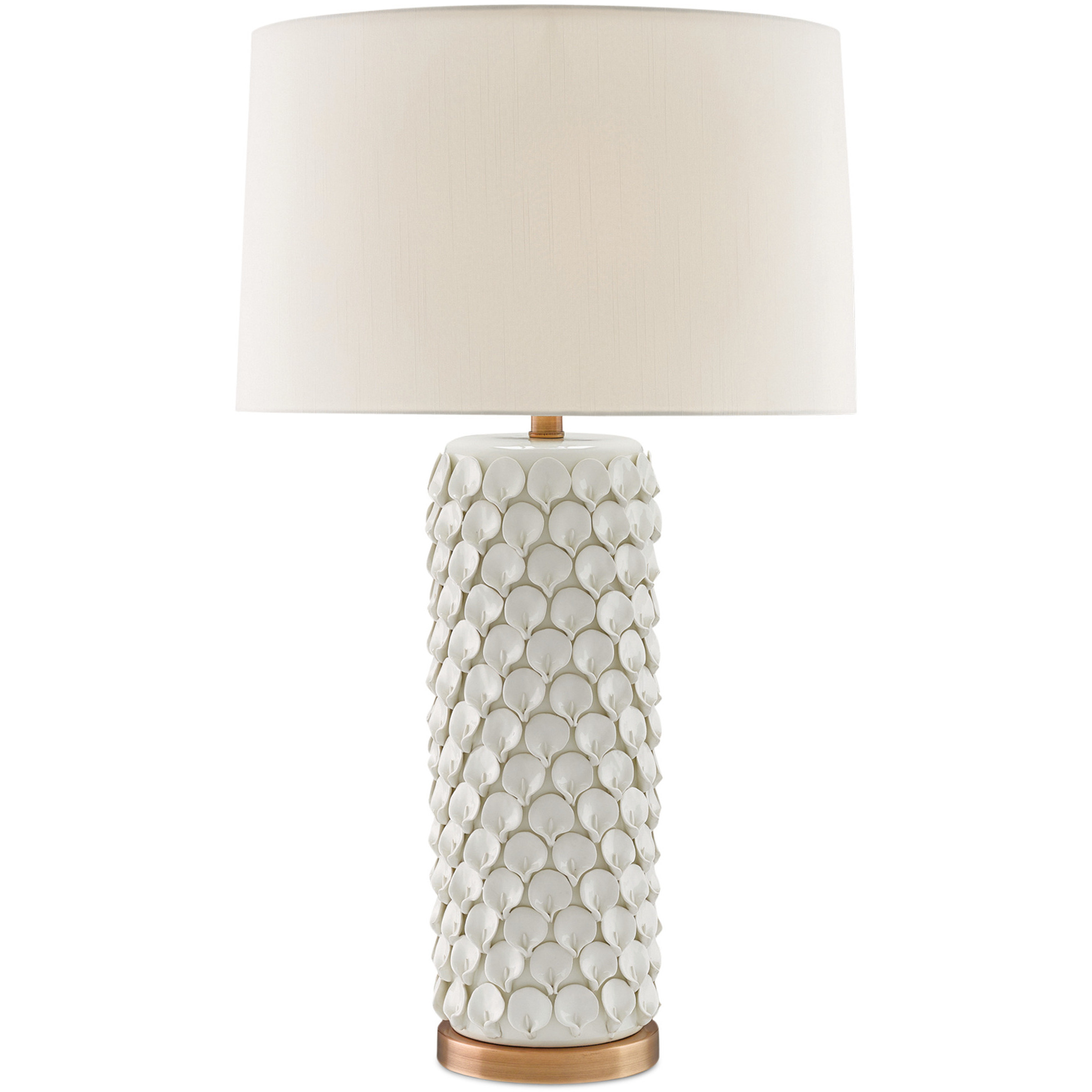 Calla Lily 31.25 inch 150 watt Cream and Antique Brass Table Lamp Portable Light