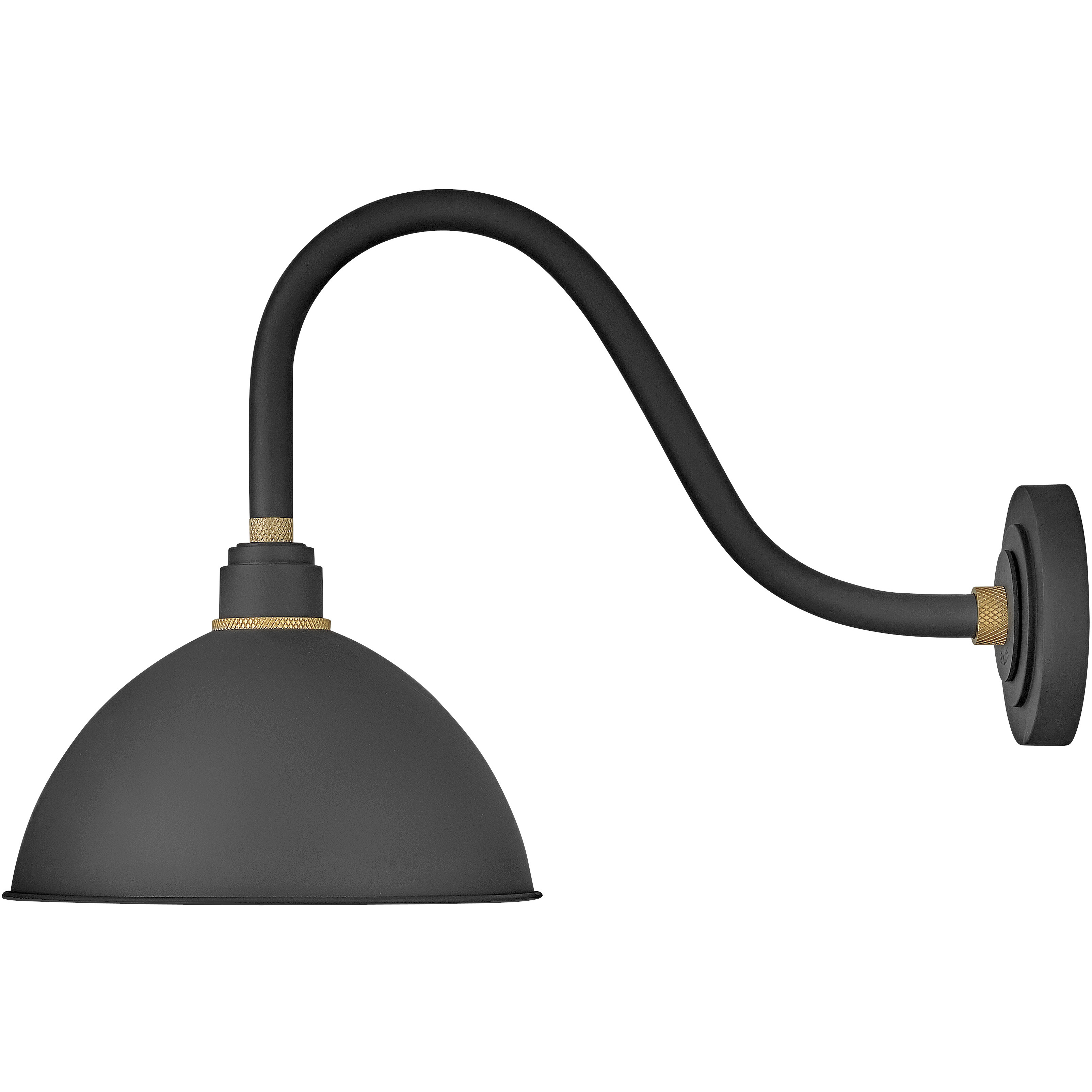 Foundry Dome Outdoor Barn Light in Textured Black, Gooseneck