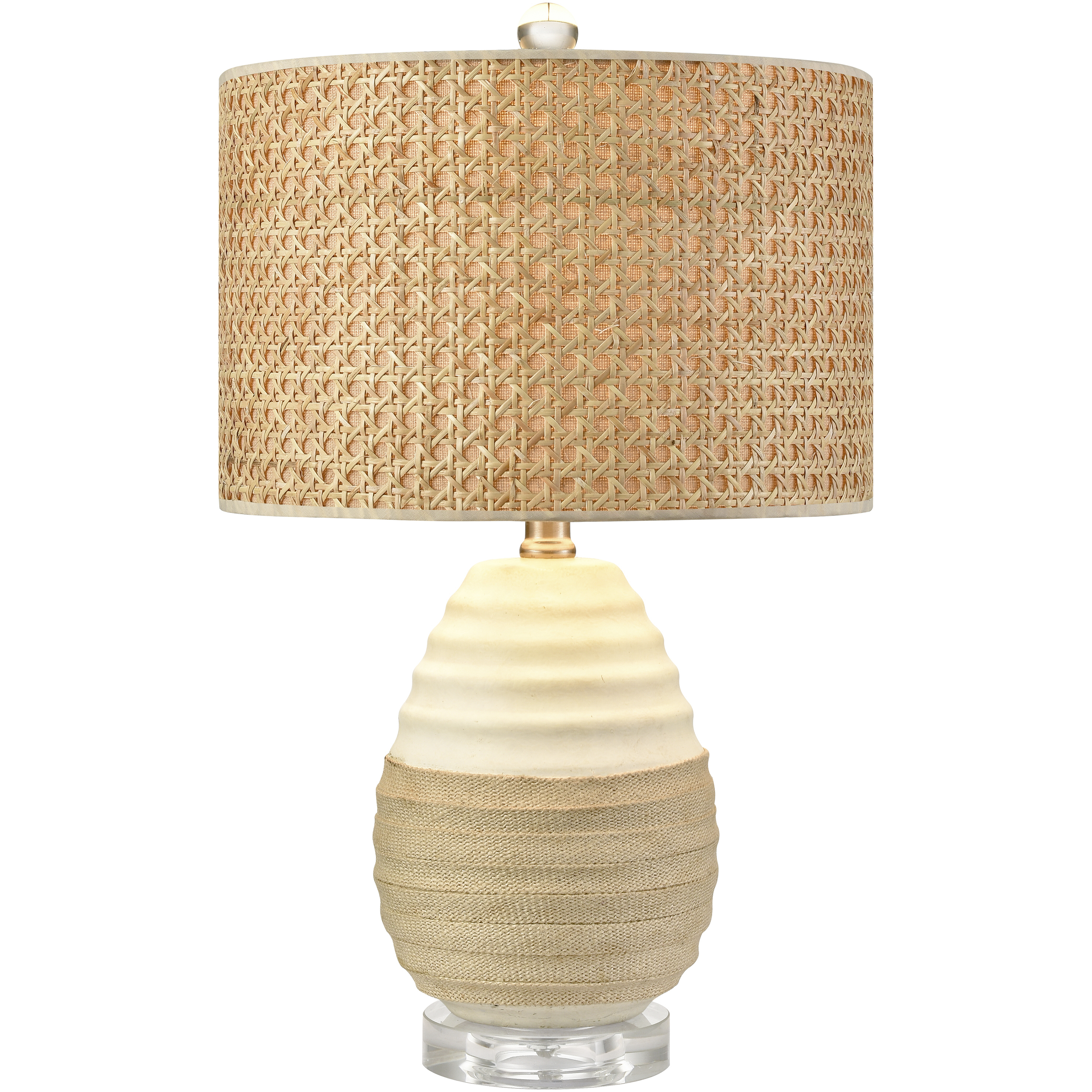 Hobart 20 inch 60 watt White with Natural and Clear Table Lamp Portable Light