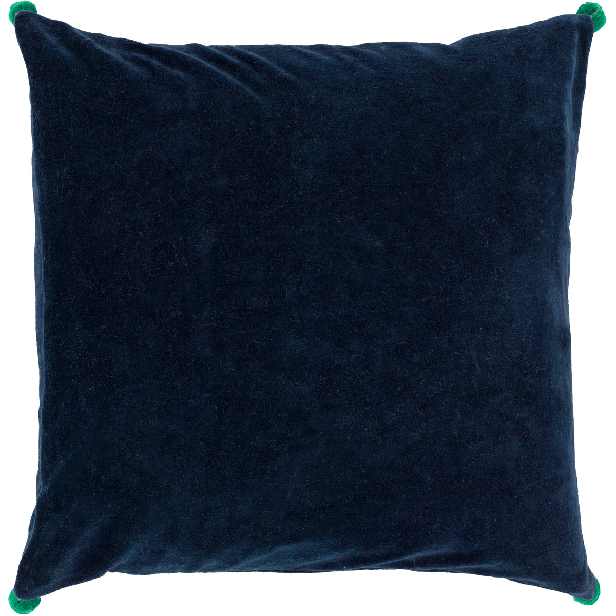 Velvet Poms 20 X 20 inch Navy and Grass Green Throw Pillow