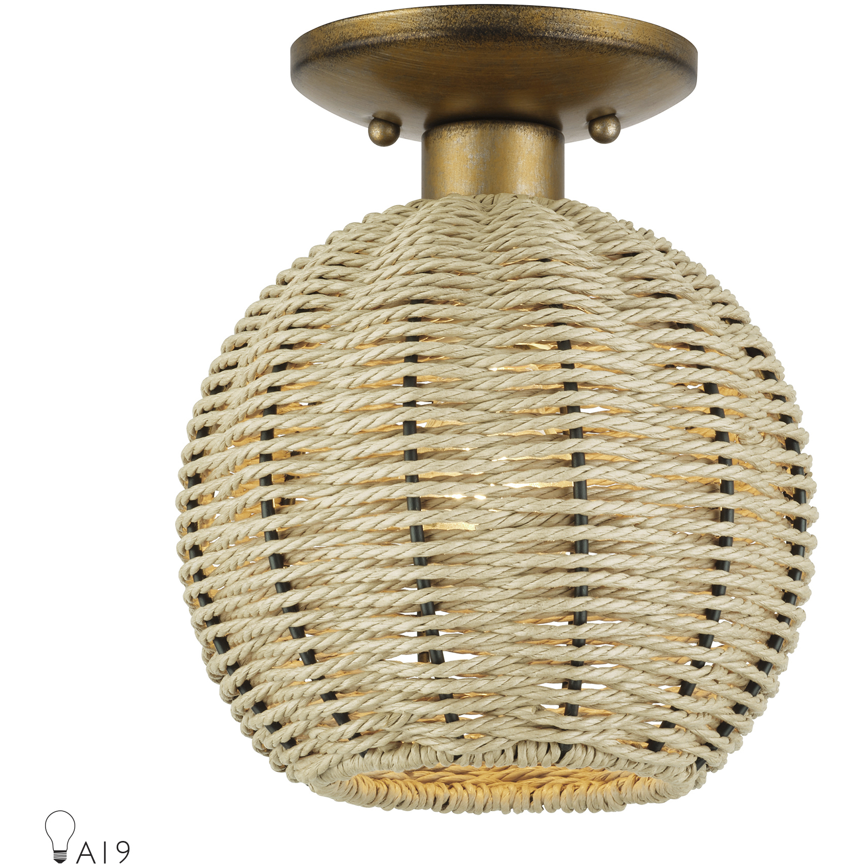 Summervine 1 Light 8 inch Antique Gold Leaf Semi Flush Mount Ceiling Light, Small