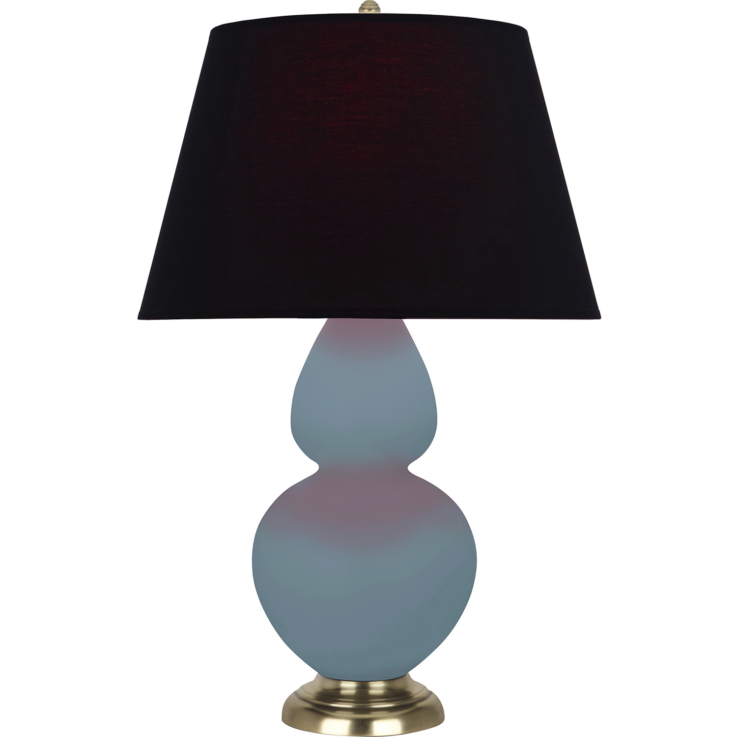 Double Gourd 31 inch 150 watt Matte Steel Blue Glazed Ceramic with Antique Brass Table Lamp Portable Light in Ink Black with Rose Red