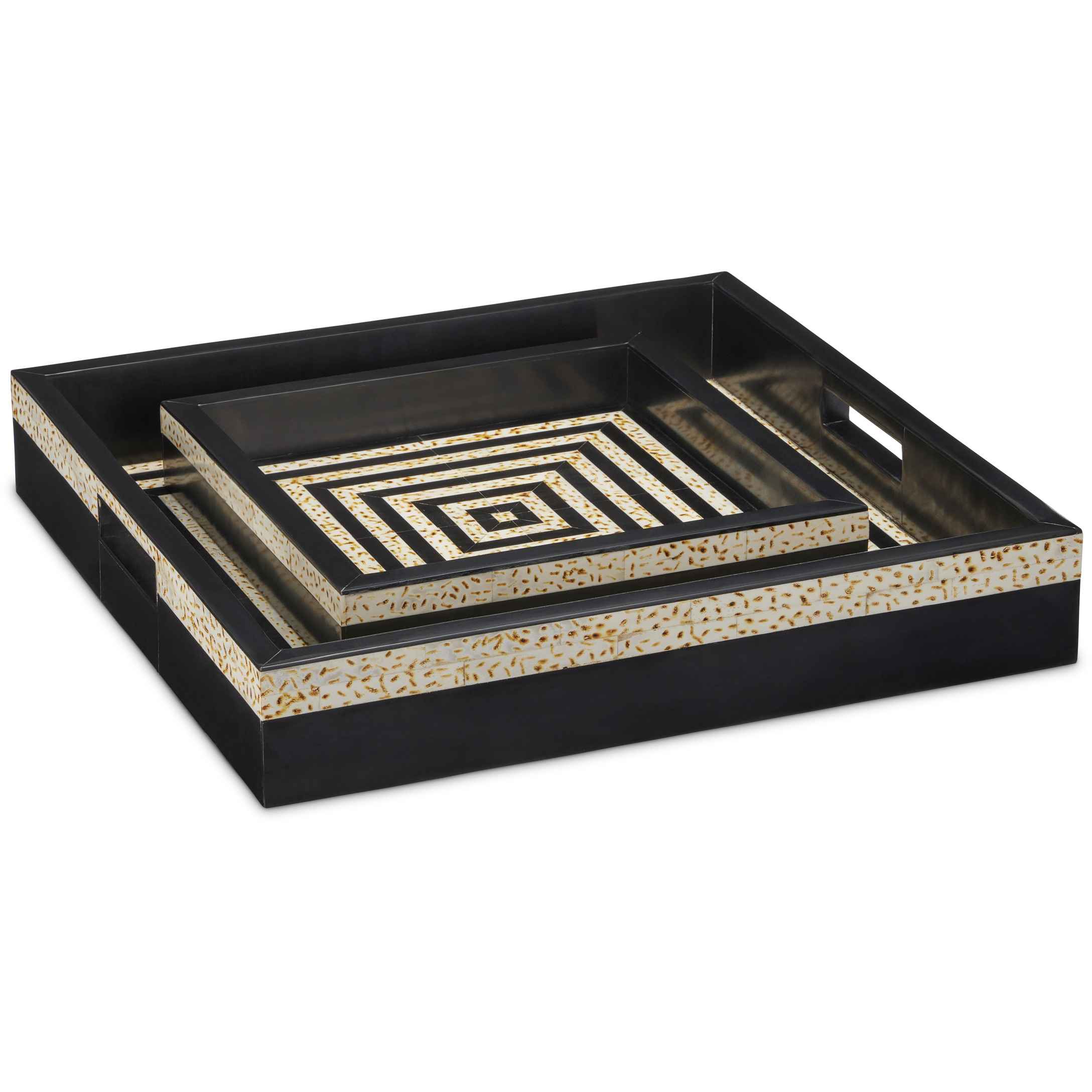 Taurus Black and White Trays, Set of 2