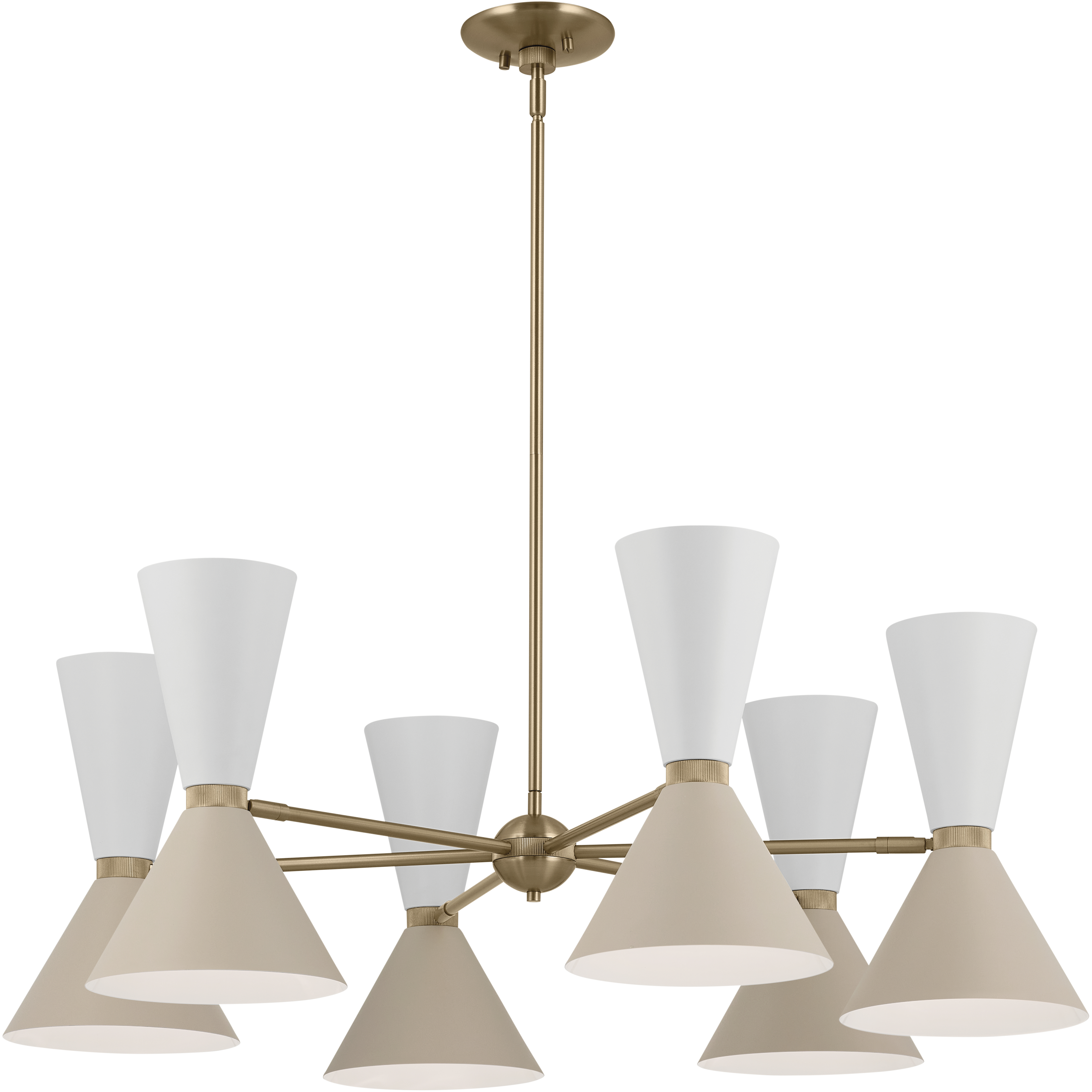 Phix LED 38.75 inch Champagne Bronze with Greige and White Chandelier Ceiling Light