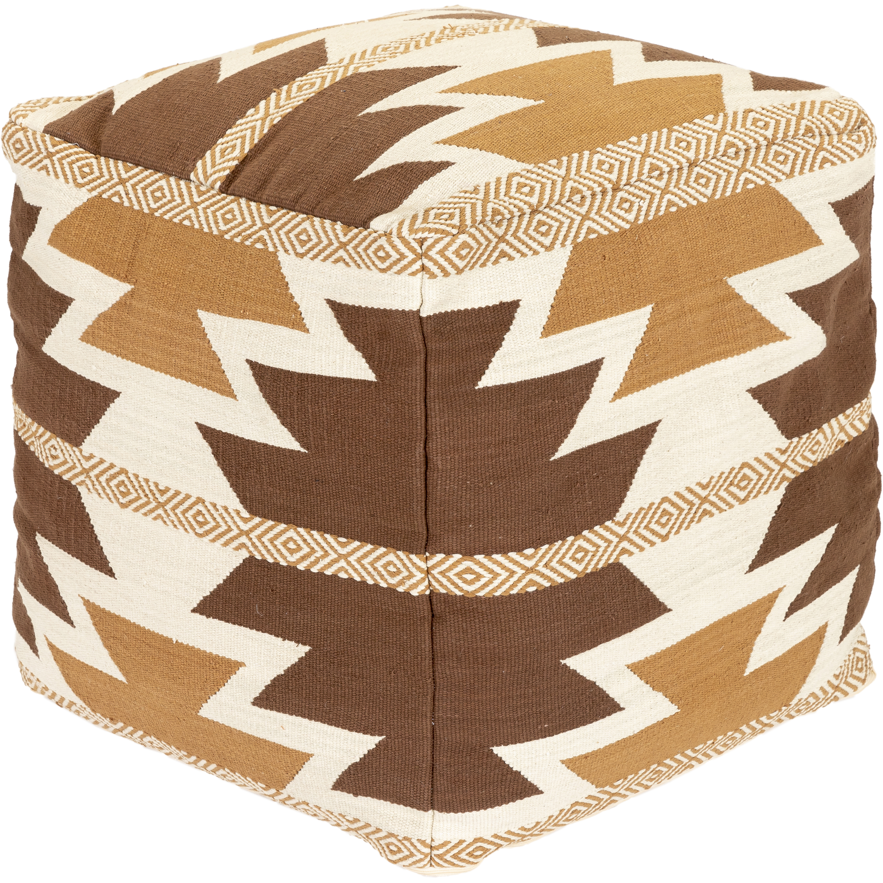 Andrea 18 inch Cream Pouf, Cube