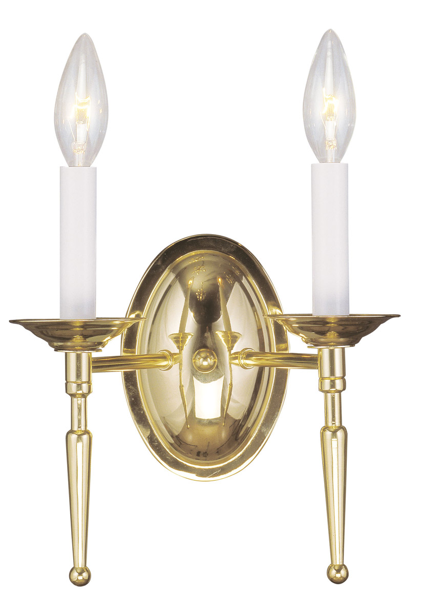 Williamsburgh 2 Light 9.5 inch Polished Brass Double Sconce Wall Light