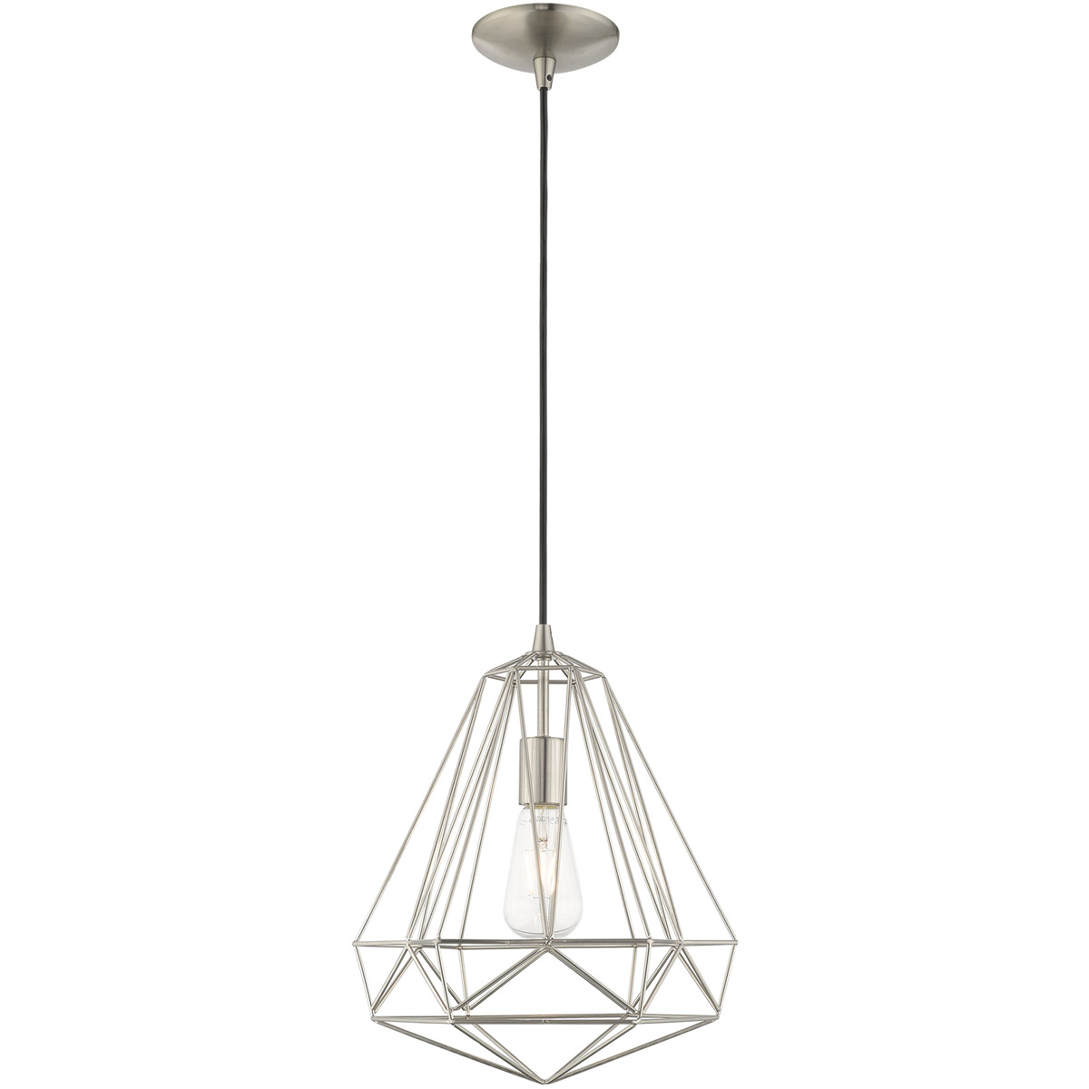 Knox 1 Light 12.25 inch Brushed Nickel Pendant Ceiling Light