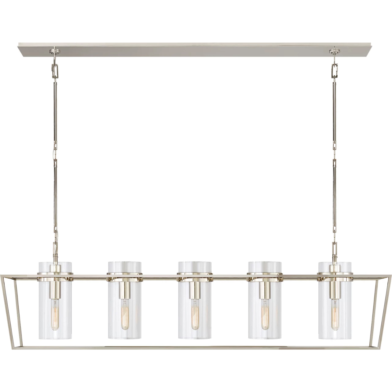 Ian K. Fowler Presidio 5 Light 54 inch Polished Nickel Linear Lantern Pendant Ceiling Light, Large