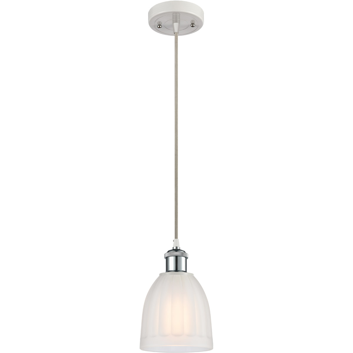 Ballston Brookfield LED 6 inch White and Polished Chrome Mini Pendant Ceiling Light in White Glass, Ballston