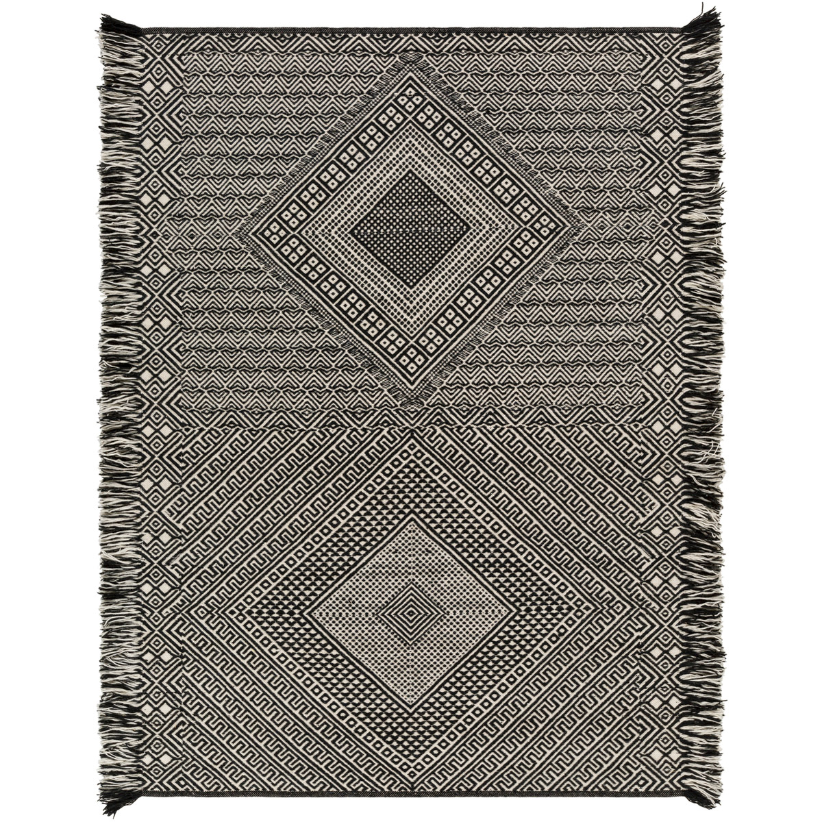Zanafi 108 X 72 inch Black/Ivory Rugs, Rectangle