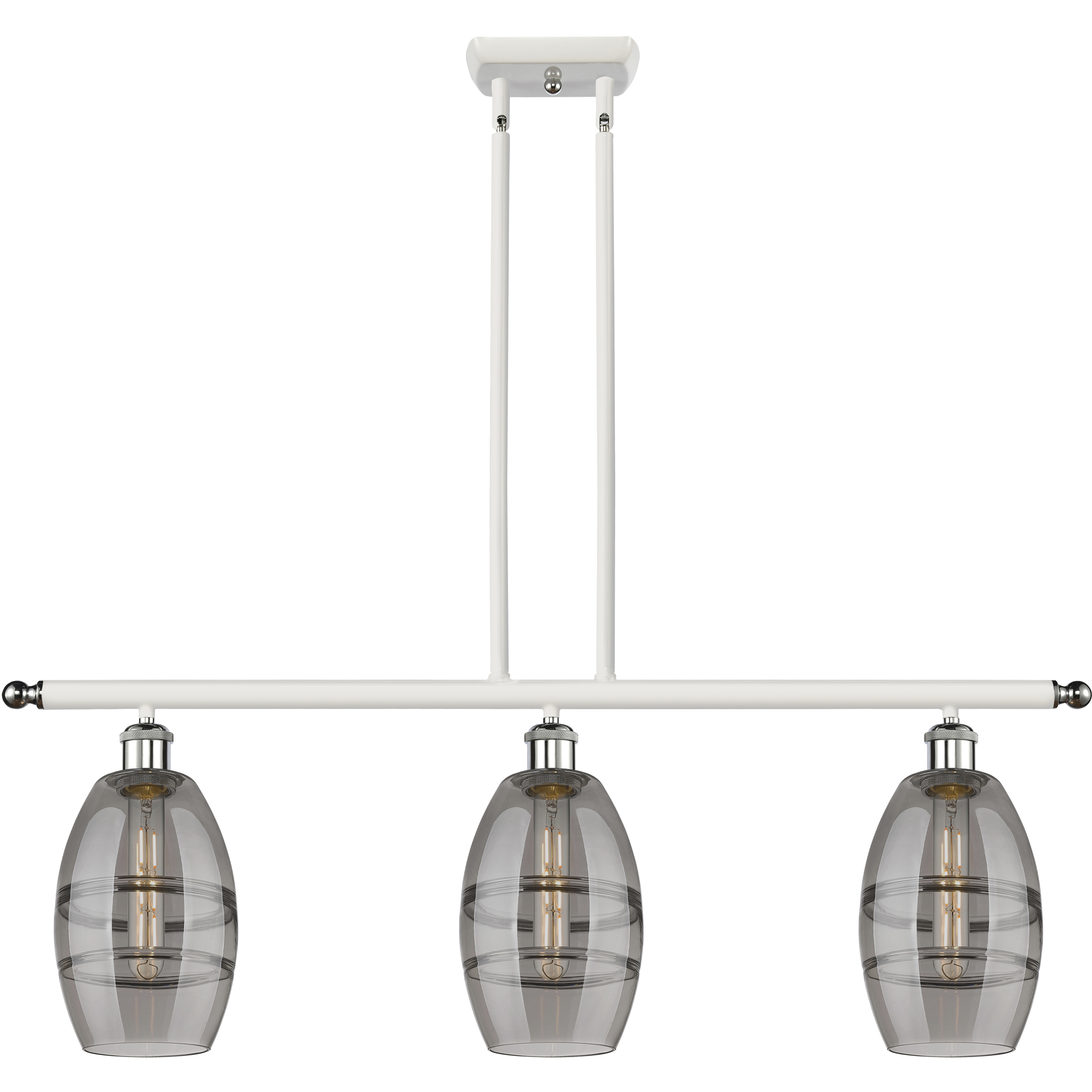 Ballston Vaz 3 Light 36 inch White Polished Chrome Stem Hung Island Light Ceiling Light
