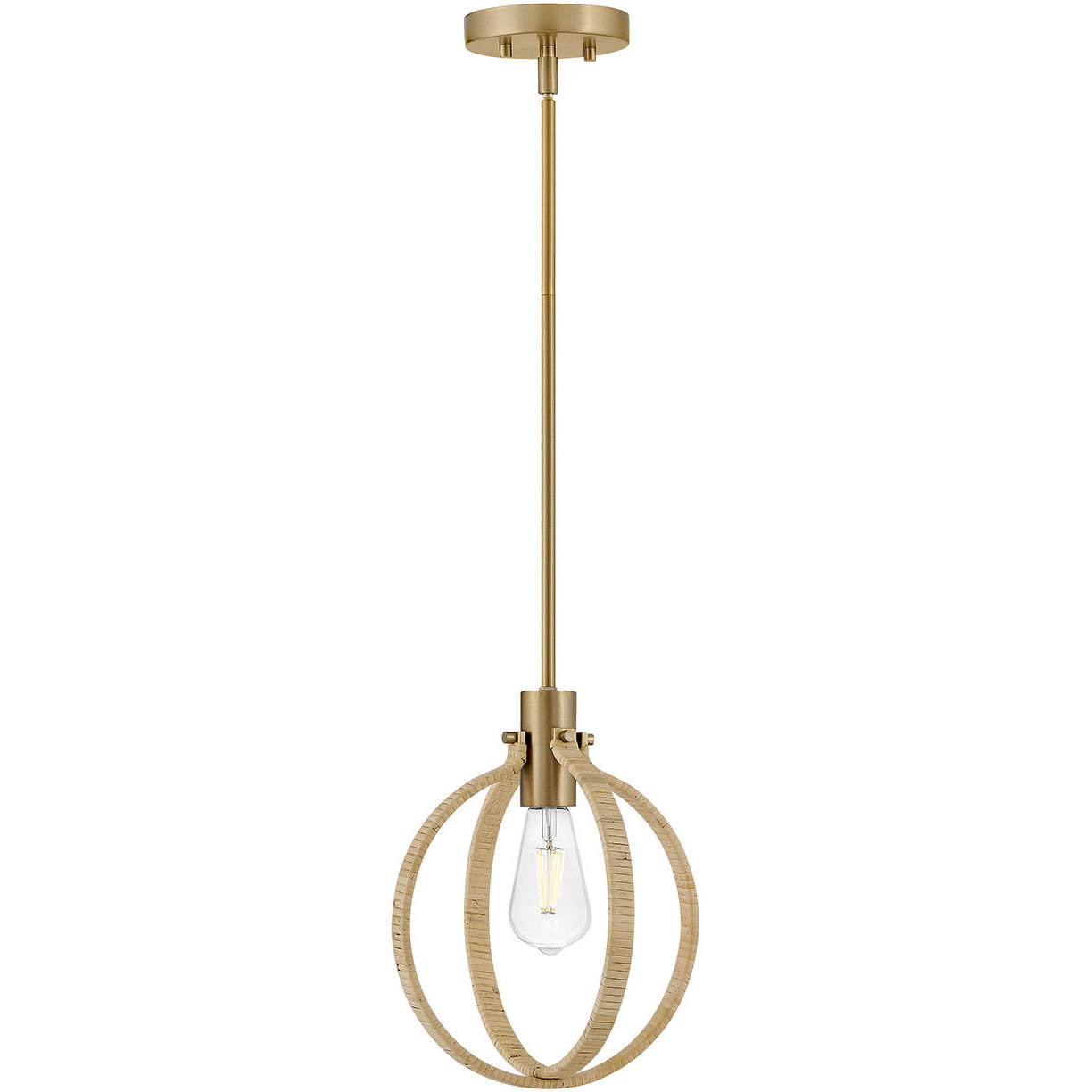 Fallon 1 Light 10 inch Lacquered Brass with Bamboo Pendant Ceiling Light