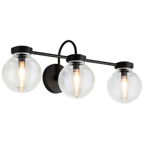 Ridge 3 Light 25.38 inch Matte Black Wall Sconce Wall Light in Matte Black and Clear