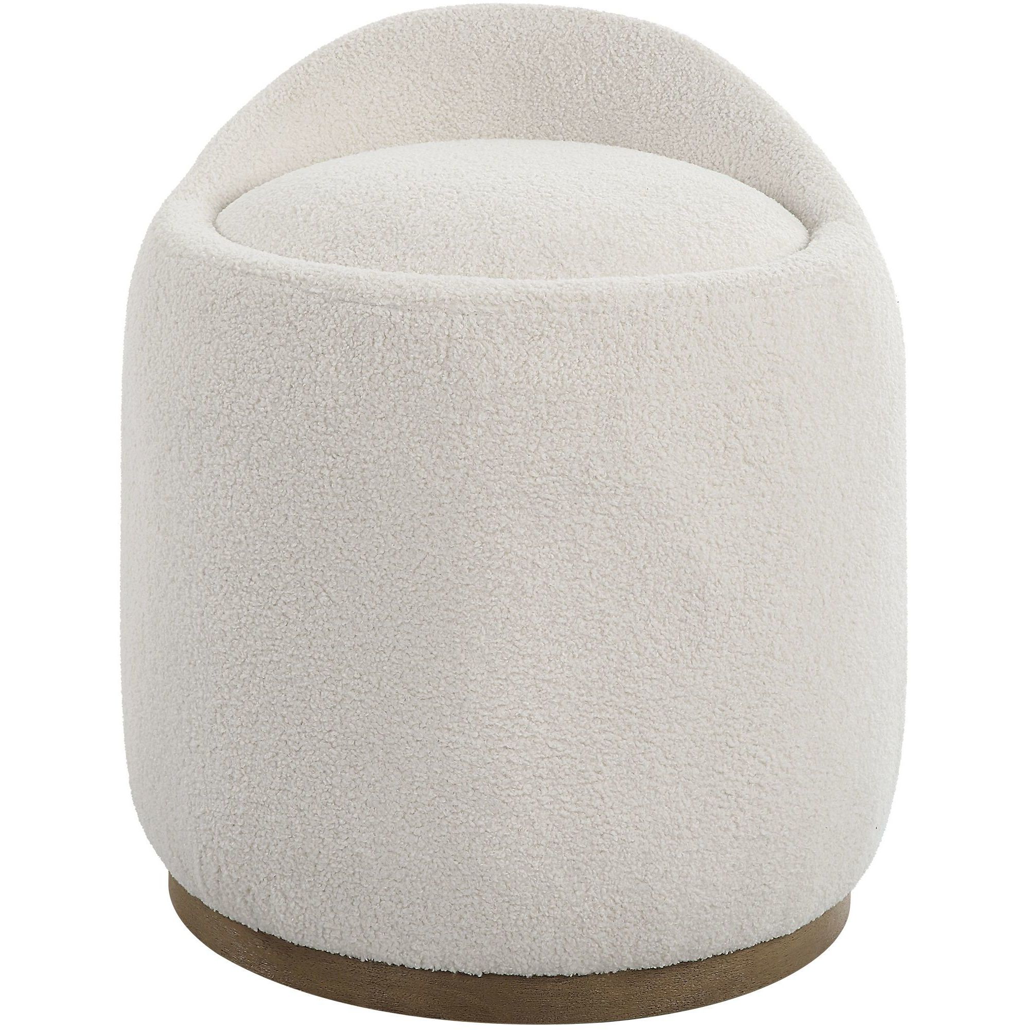 Swirl 24 inch Solid Wood and Neutral Polyester Ottoman