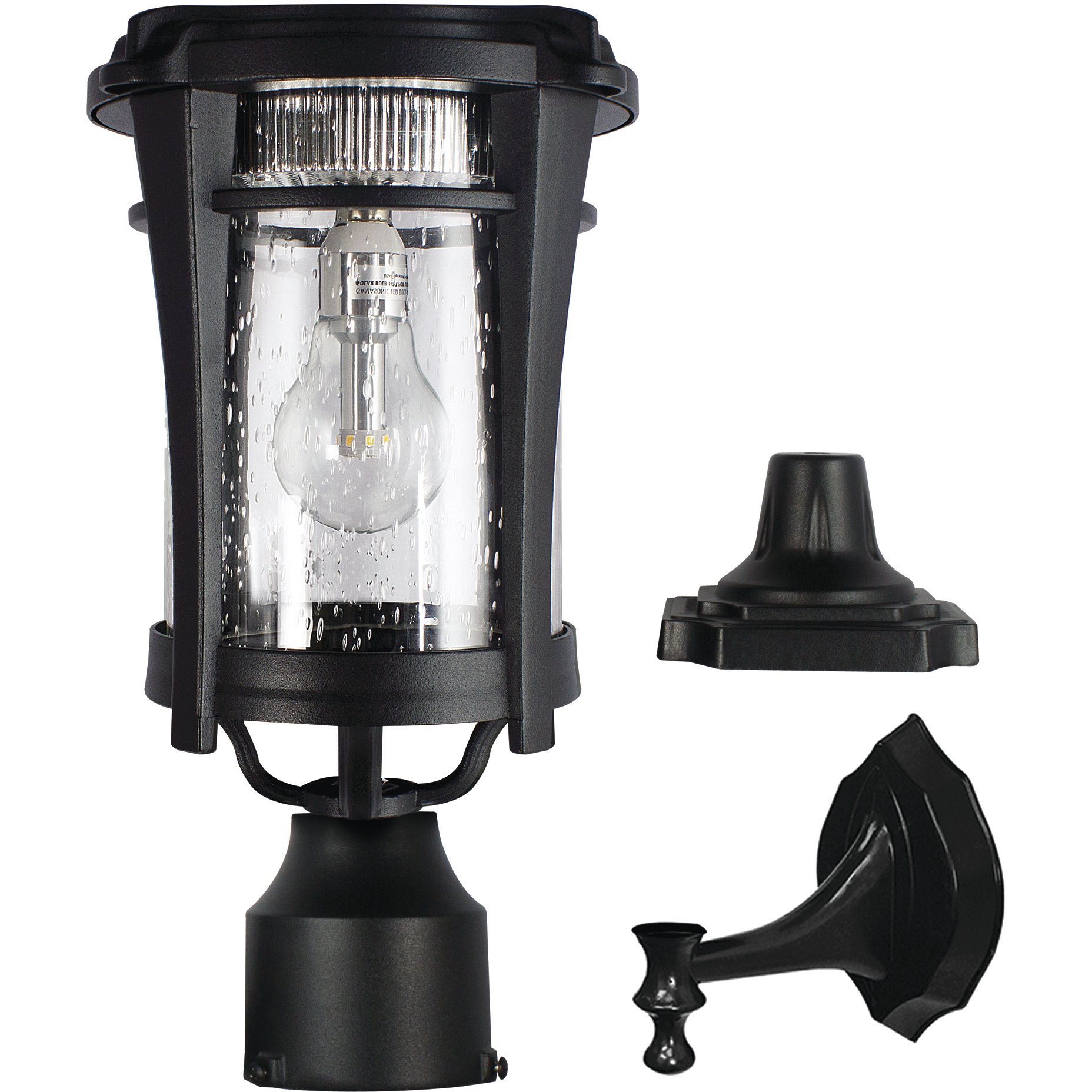 Aurora 1 Light 13 inch Black Outdoor Post Light, Solar