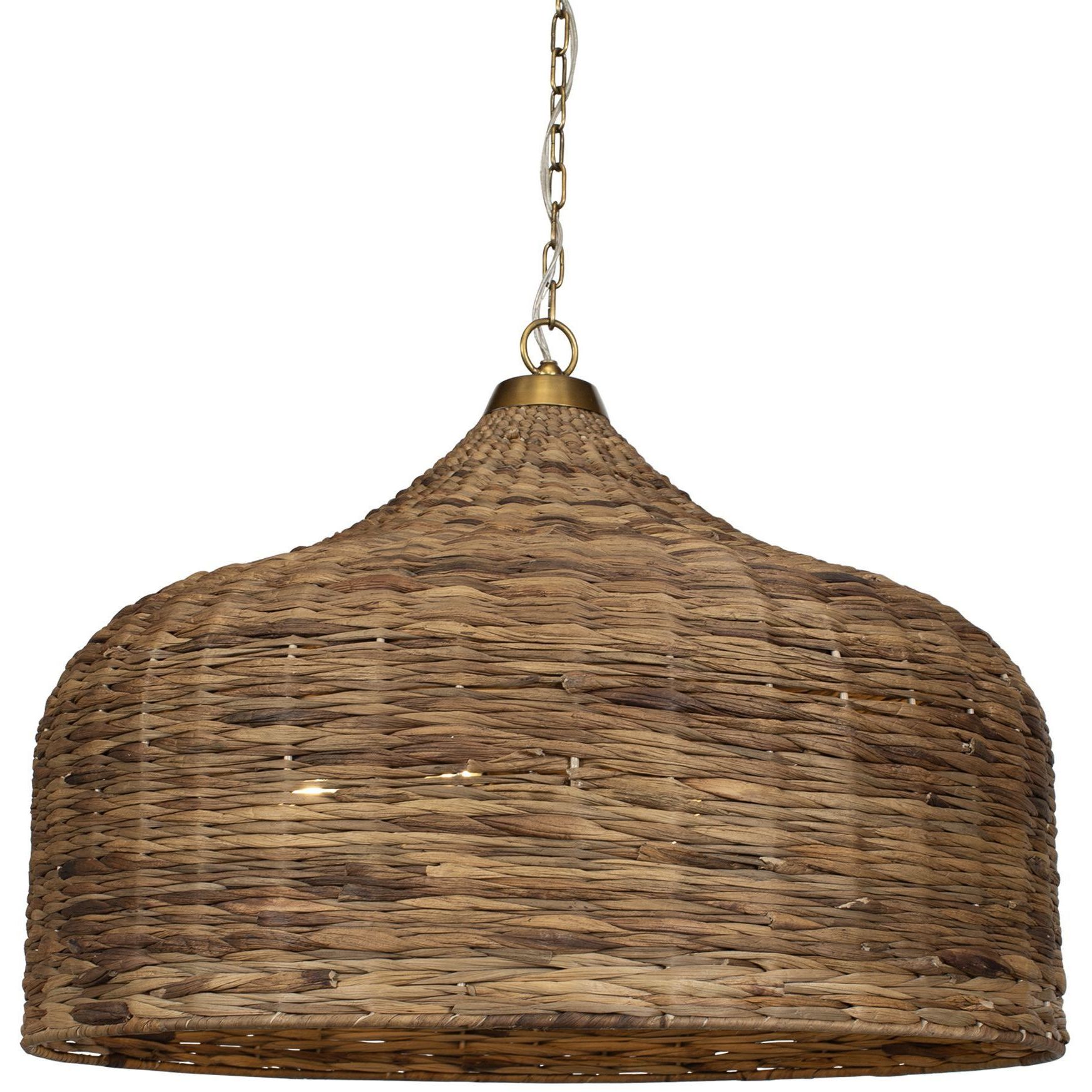 Tauranga 5 Light 30 inch Antique Brass and Natural Woven Pendant Ceiling Light