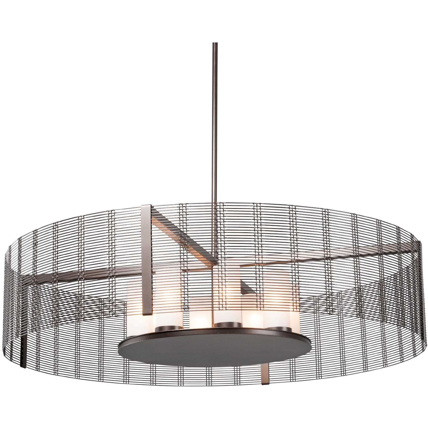 Downtown Mesh LED Flat Bronze Chandelier Ceiling Light, Drum
