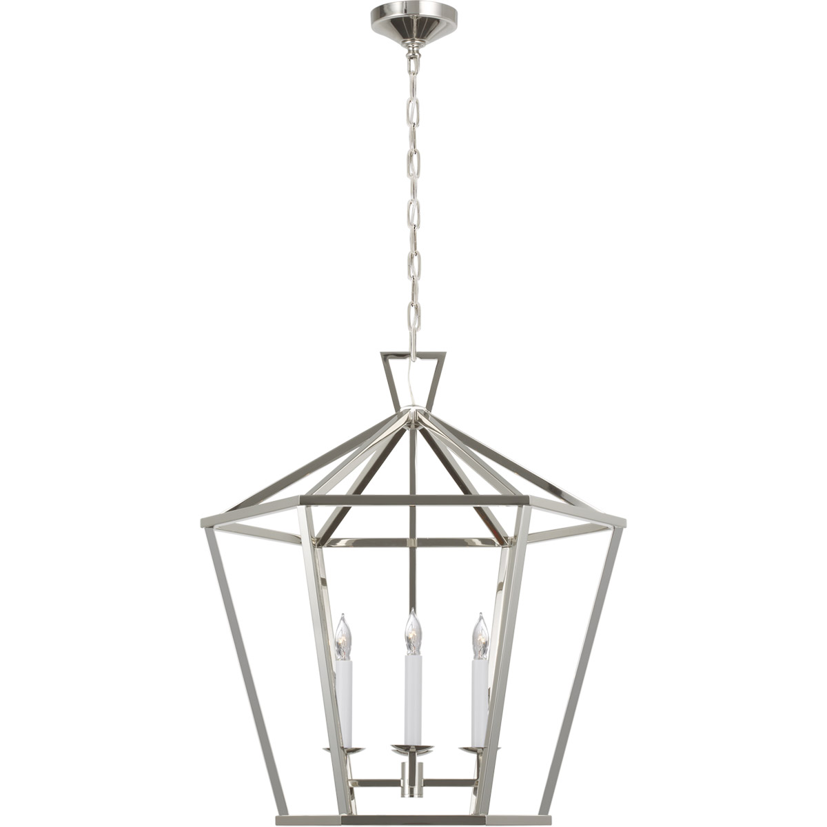 Chapman & Myers Darlana LED 26 inch Polished Nickel Hexagonal Lantern Pendant Ceiling Light, Large