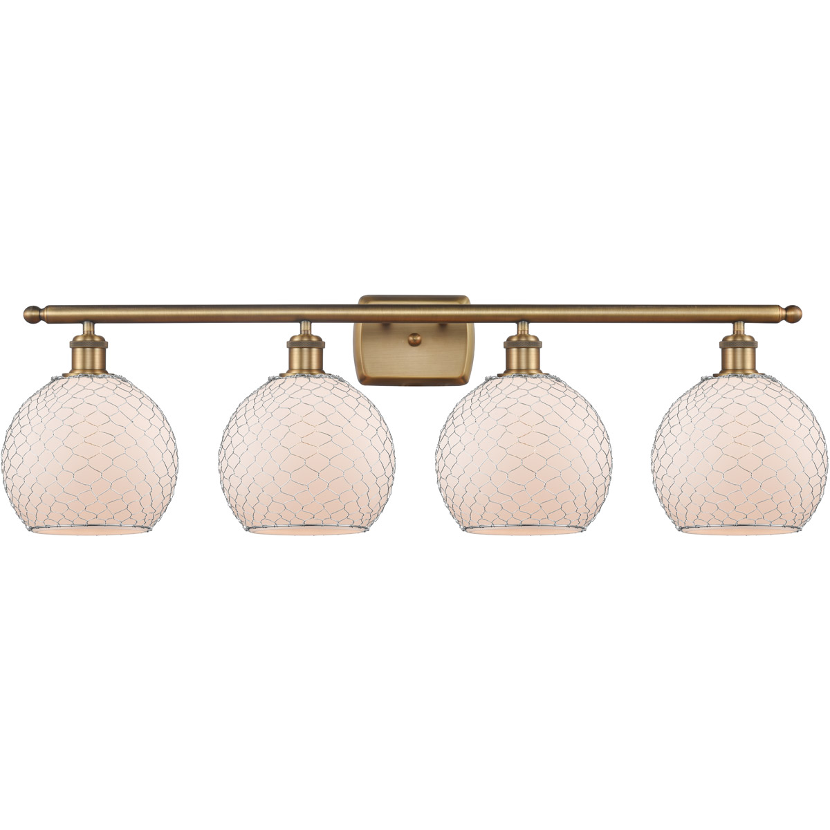 Ballston Farmhouse Chicken Wire LED 36 inch Brushed Brass Bath Vanity Light Wall Light, Ballston