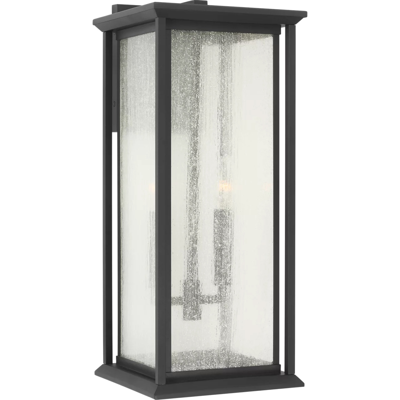 Audley 2 Light 20 inch Textured Black Outdoor Wall Lantern in Distressed Seeded Glass, Large