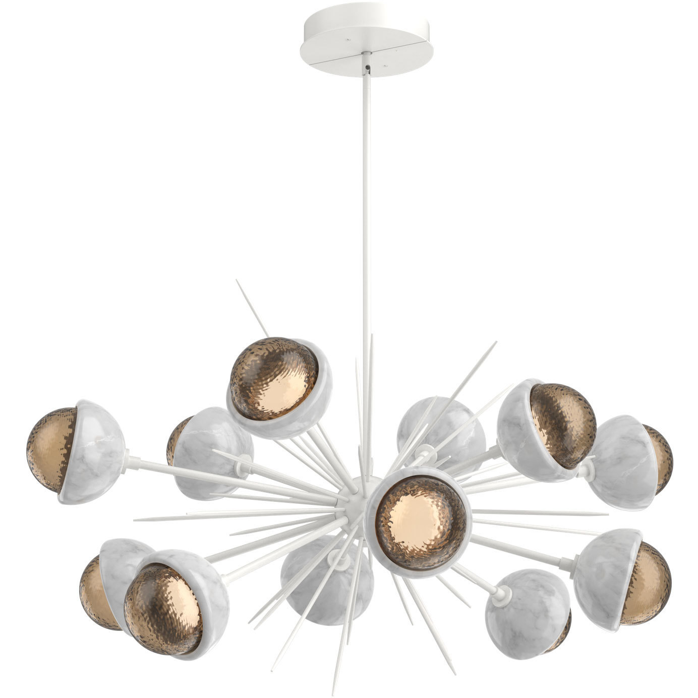 Cabochon LED 40.5 inch Salt White with White Marble Chandelier Ceiling Light in 3000K LED, Bronze, Startburst