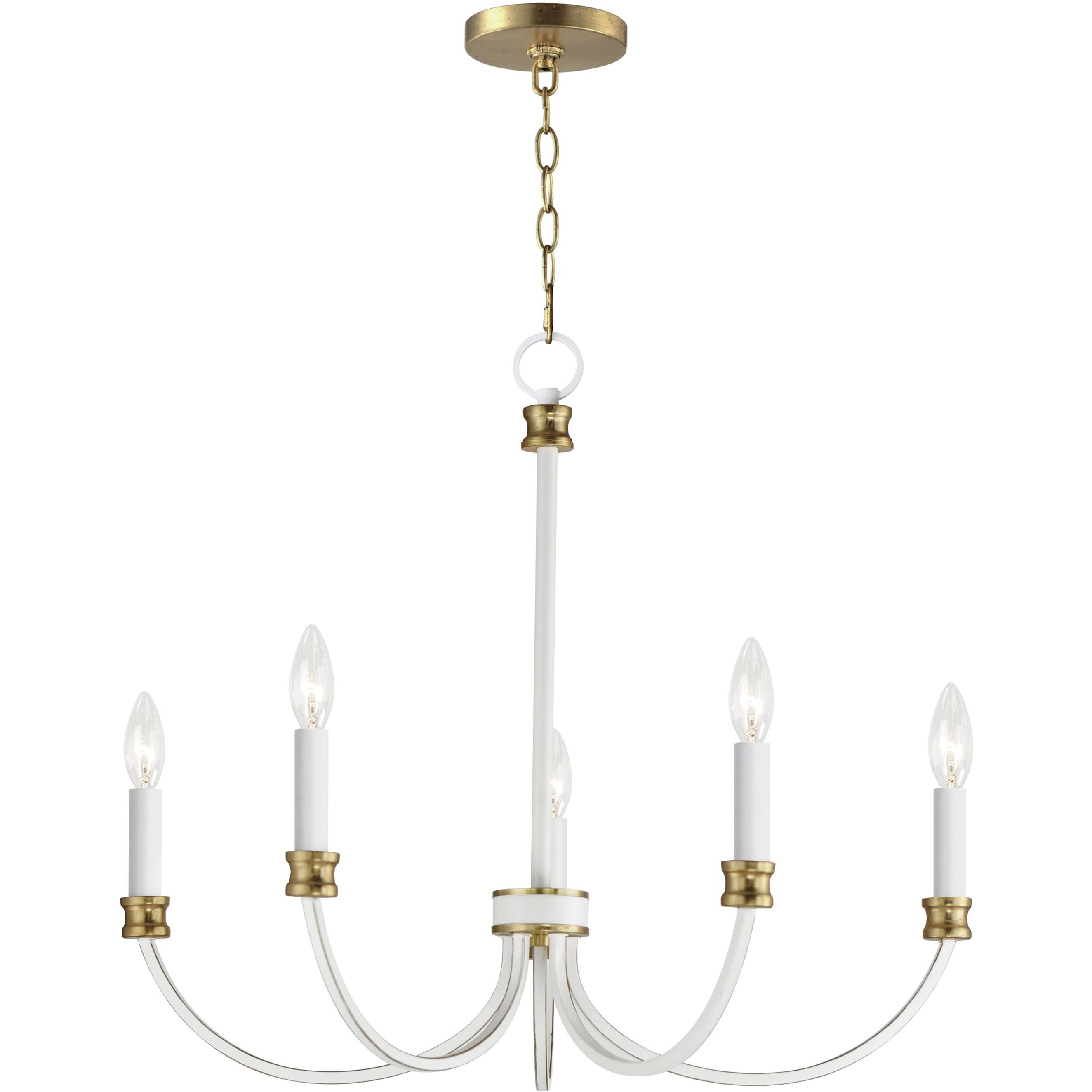 Charlton 5 Light 26 inch Weathered White and Gold Leaf Chandelier Ceiling Light