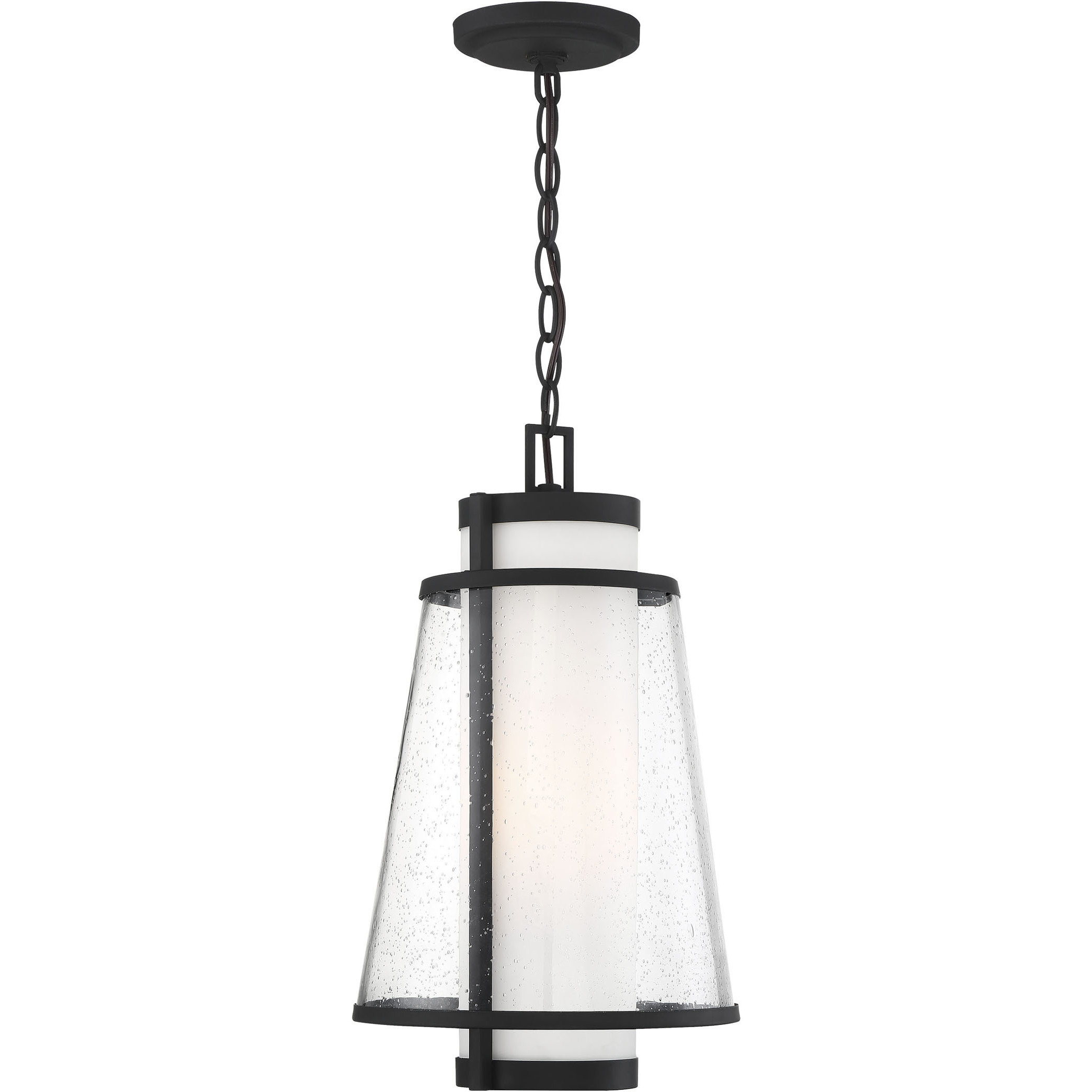 Anau 1 Light 10.5 inch Matte Black and Glass Outdoor Hanging Lantern