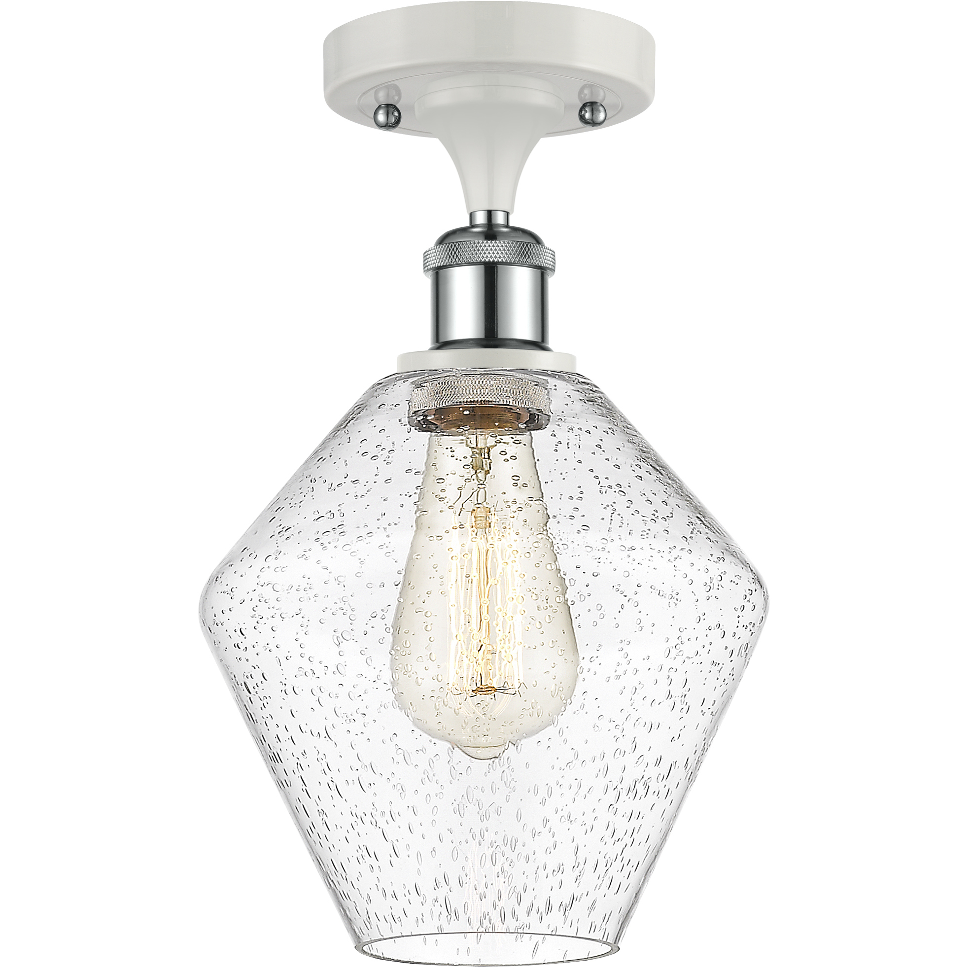 Ballston Cindyrella 1 Light 8 inch White and Polished Chrome Semi-Flush Mount Ceiling Light in Incandescent, Seedy Glass