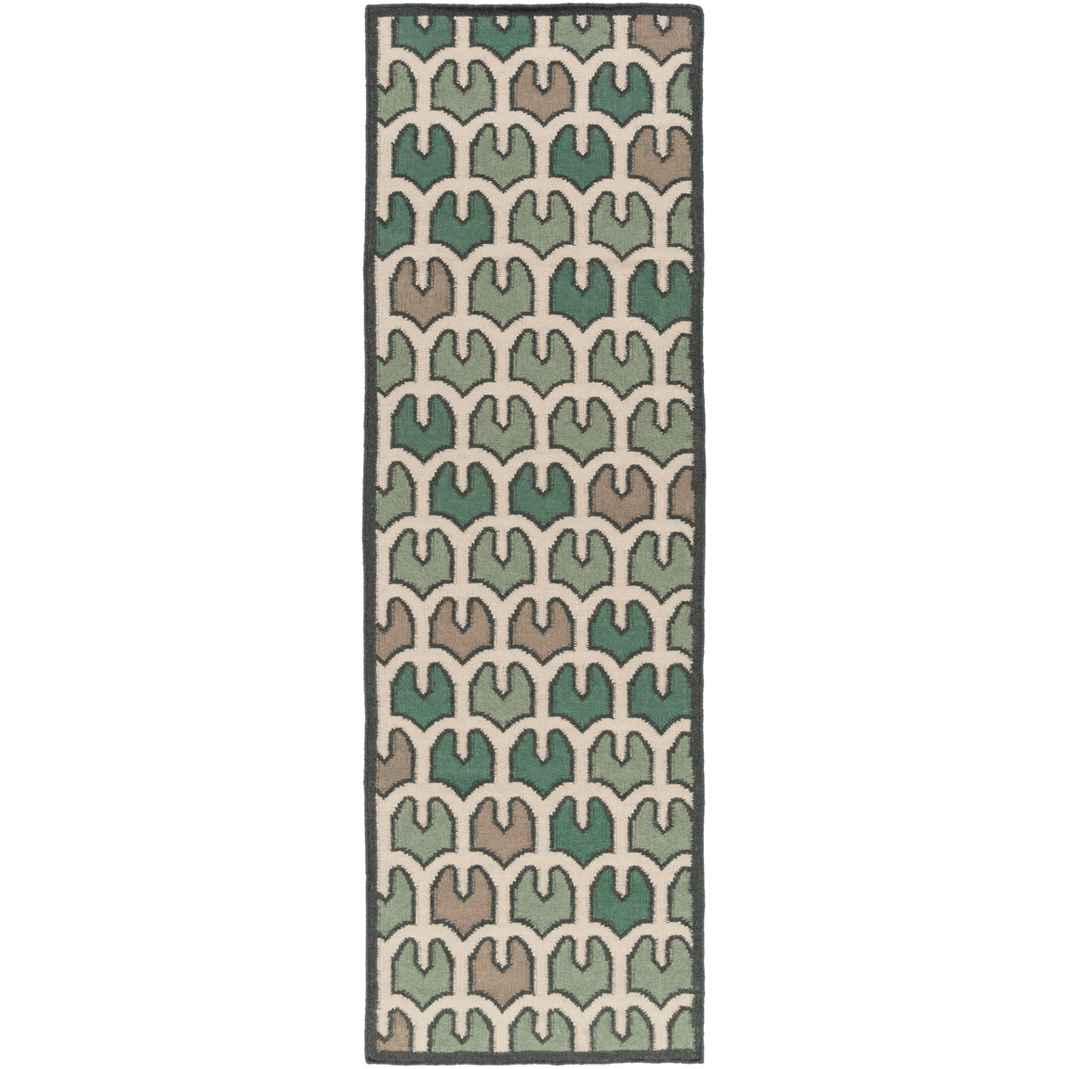 Alameda 36 X 24 inch Dark Green, Sage, Taupe, Beige Rug
