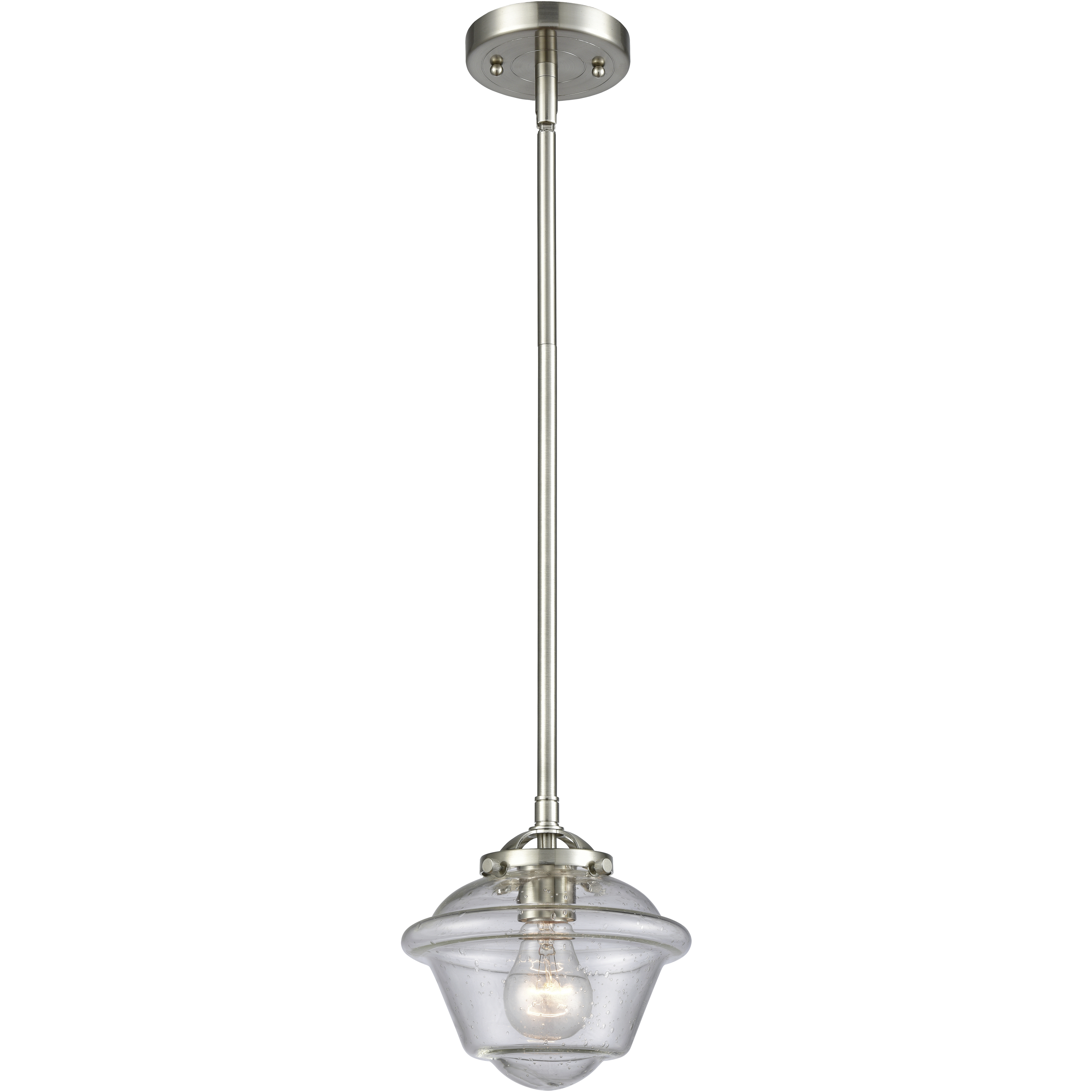 Nouveau Oxford 1 Light 7.5 inch Brushed Satin Nickel Mini Pendant Ceiling Light in Incandescent, Seedy, Nouveau