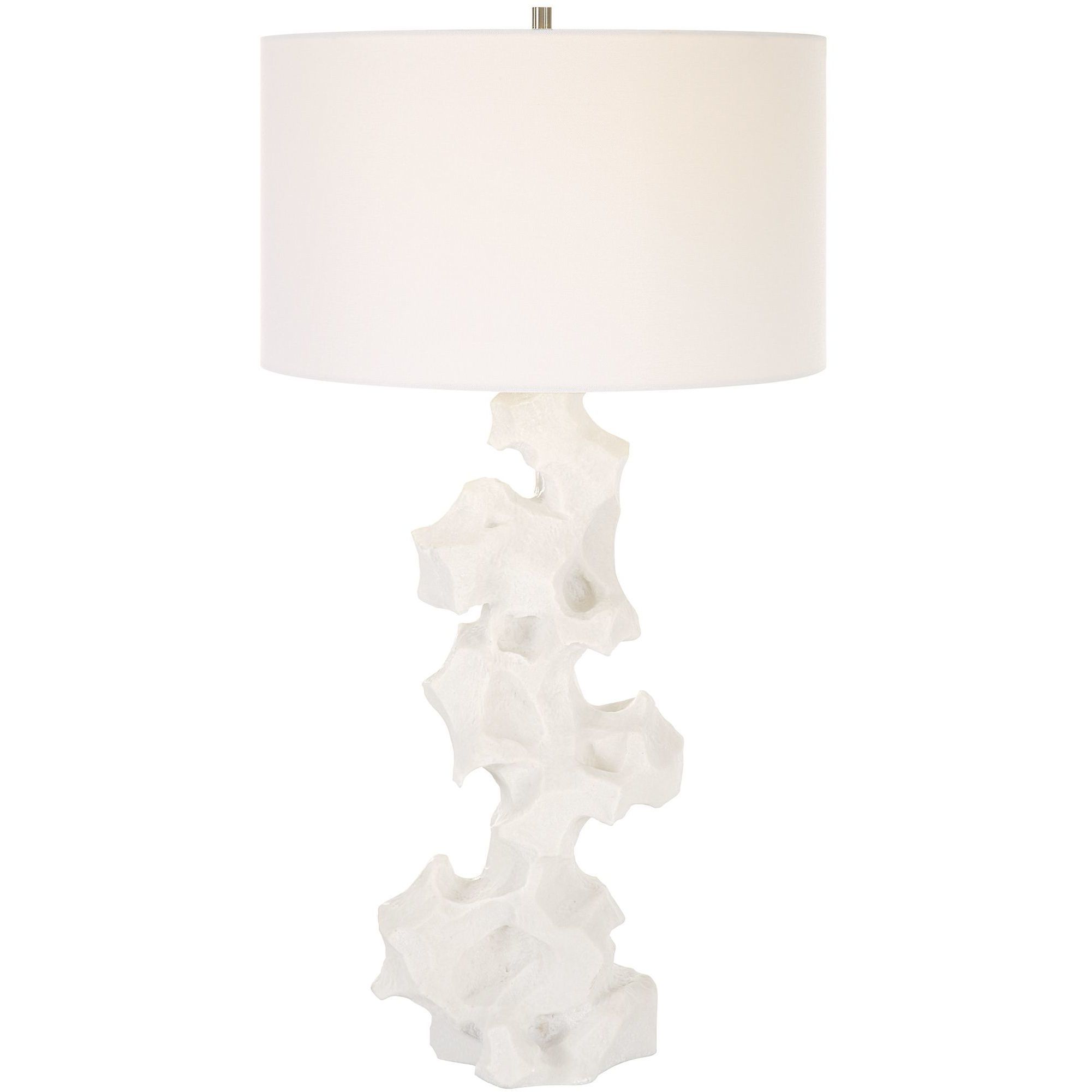 Remnant 32 inch 150 watt White Stone Table Lamp Portable Light