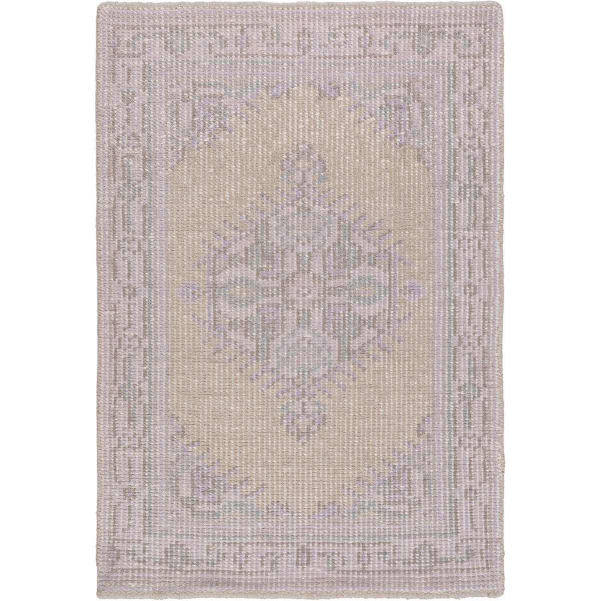Zahra 66 X 42 inch Neutral and Purple Area Rug, Wool