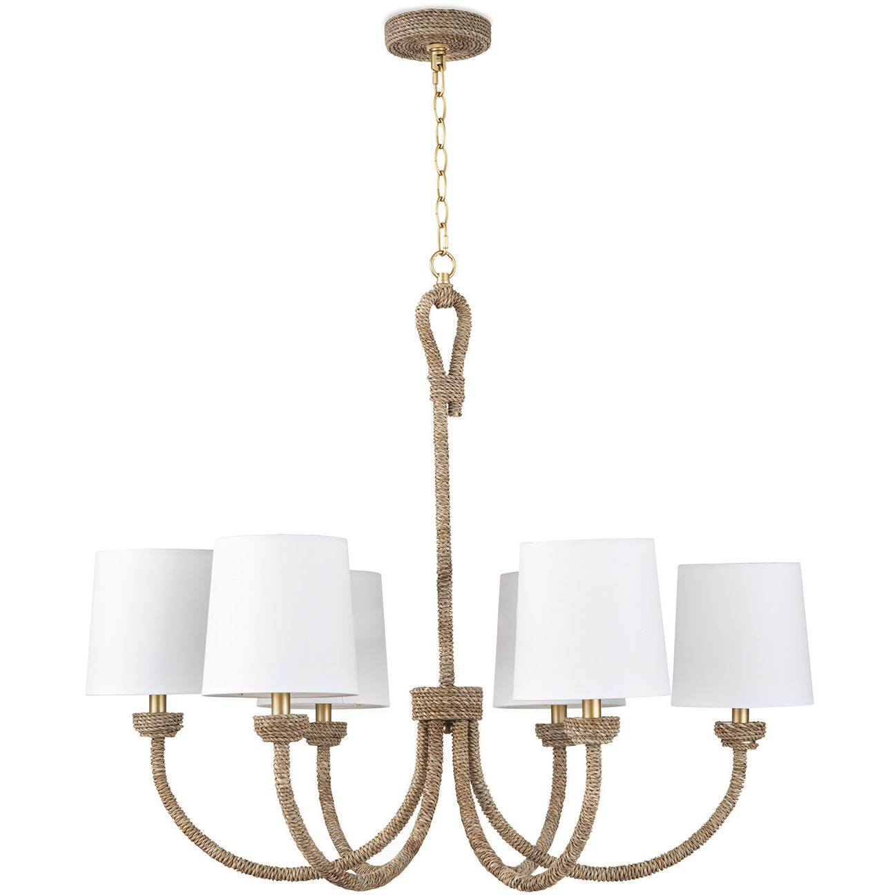 Bimini 6 Light 36 inch Natural Chandelier Ceiling Light, Small