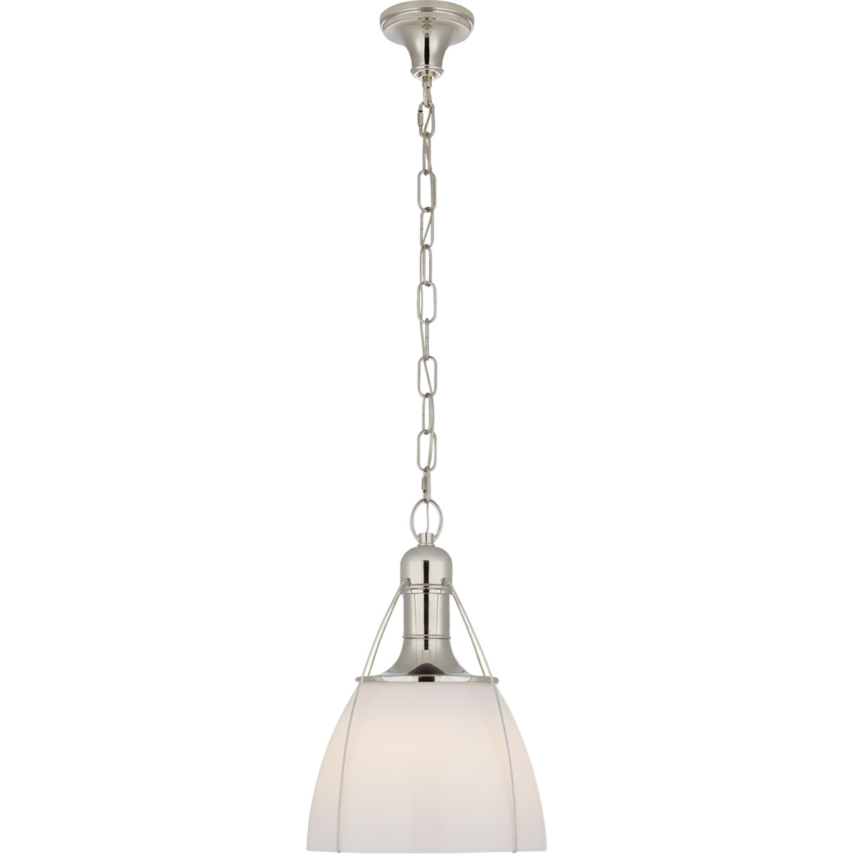 Chapman & Myers Prestwick 1 Light 14 inch Polished Nickel Pendant Ceiling Light in White Glass