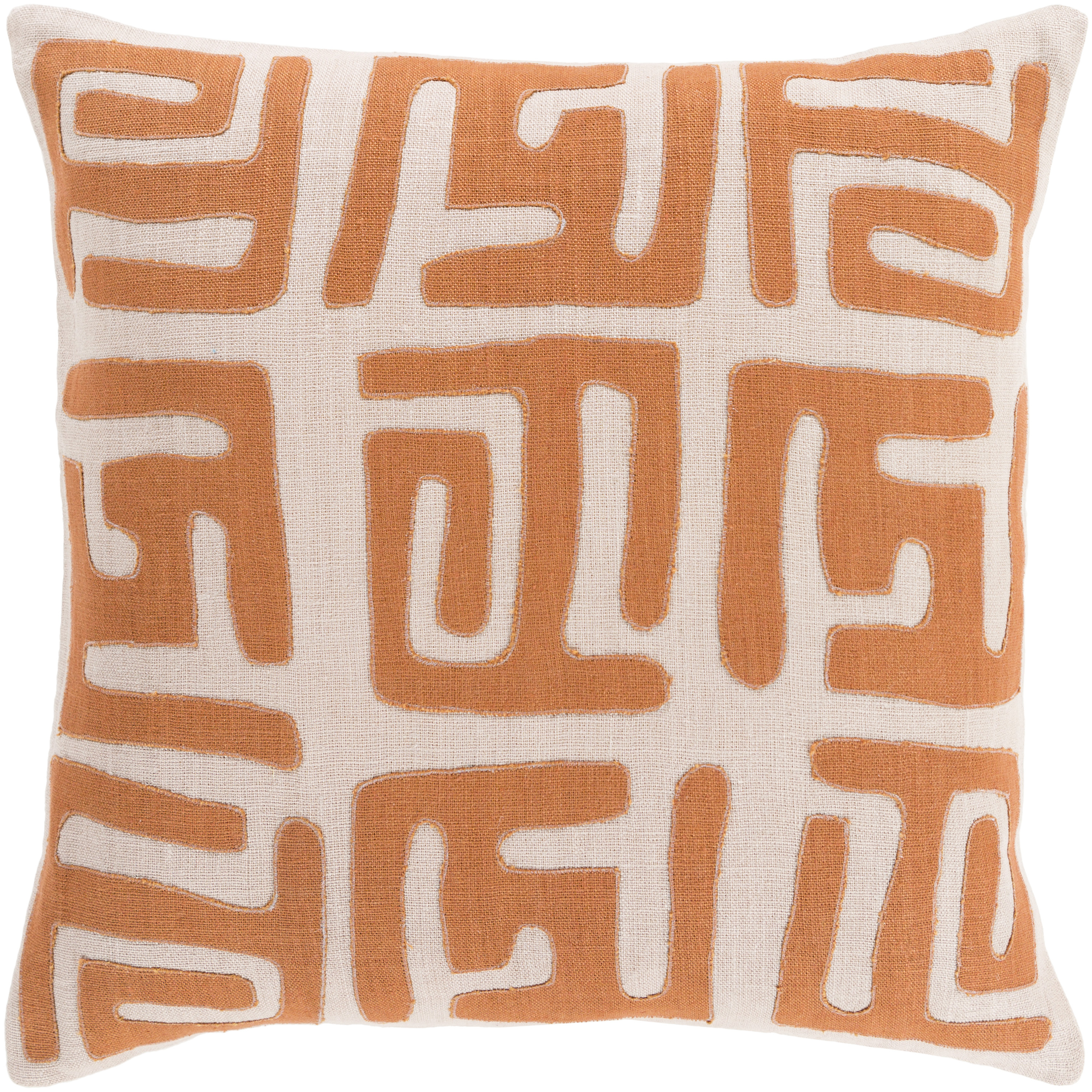 Nairobi 22 X 22 inch Burnt Orange and Tan Throw Pillow