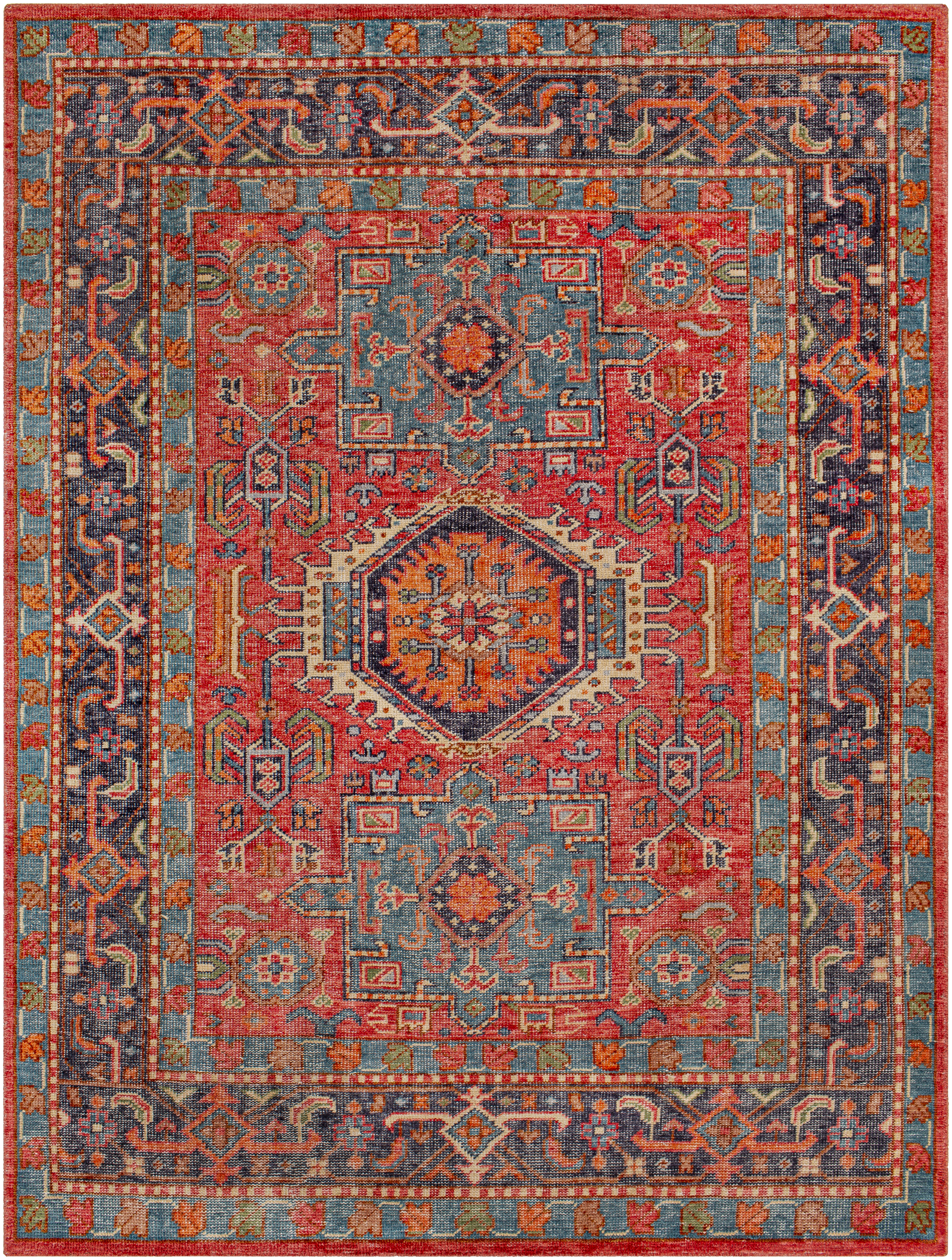 Kars 120 X 96 inch Red Rug, Rectangle
