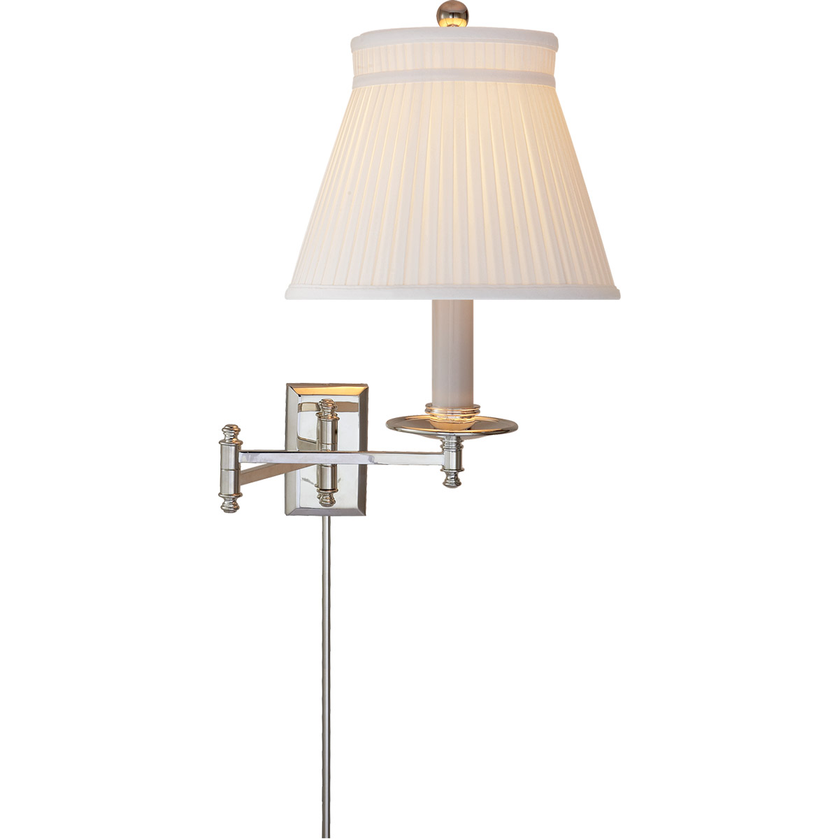 Chapman & Myers Dorchester3 22 inch 100 watt Polished Nickel Swing Arm Wall Light in Silk