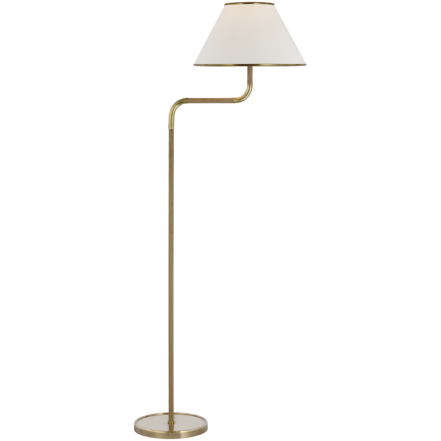 Marie Flanigan Rigby 54.25 inch 15 watt Soft Brass and Natural Oak Bridge Arm Floor Lamp Portable Light, Medium