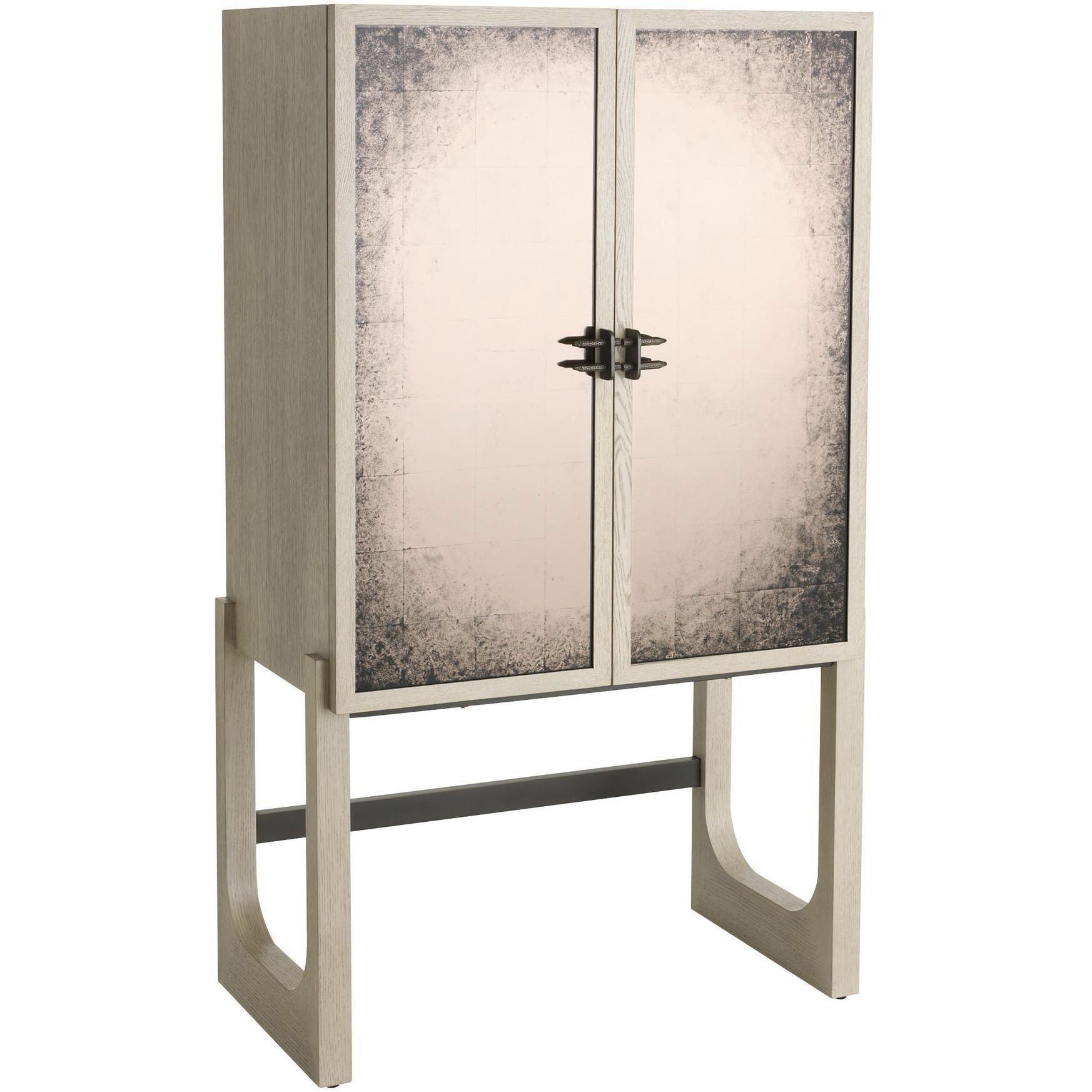 Jermaine Antiqued Amber and Smoke with Bronze Cocktail Cabinet